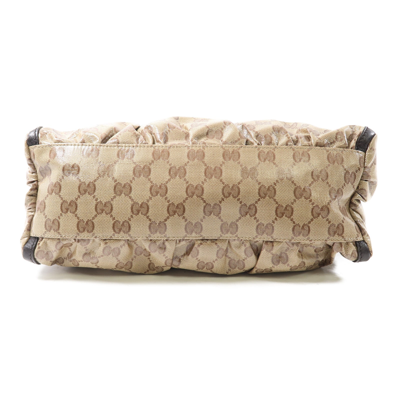 GUCCI 塗層帆布GG Shoulder銀扣肩背袋啡色
