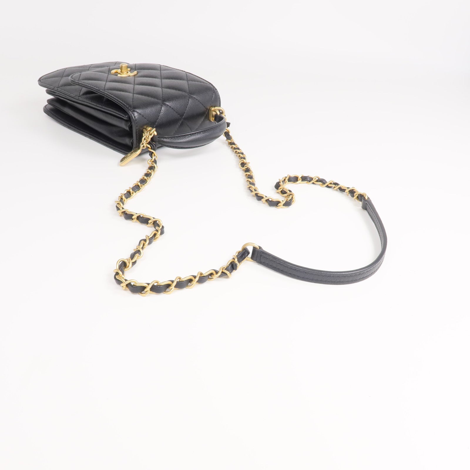 CHANEL 牛皮皮革Phone Holder金扣手挽肩背兩用袋
