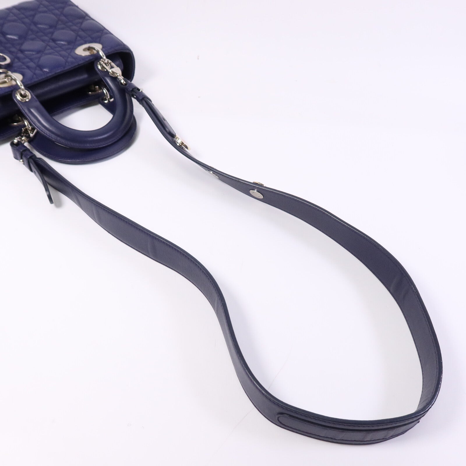 Dior 羊皮皮革Lady Dior Small銀扣手挽肩背兩用袋