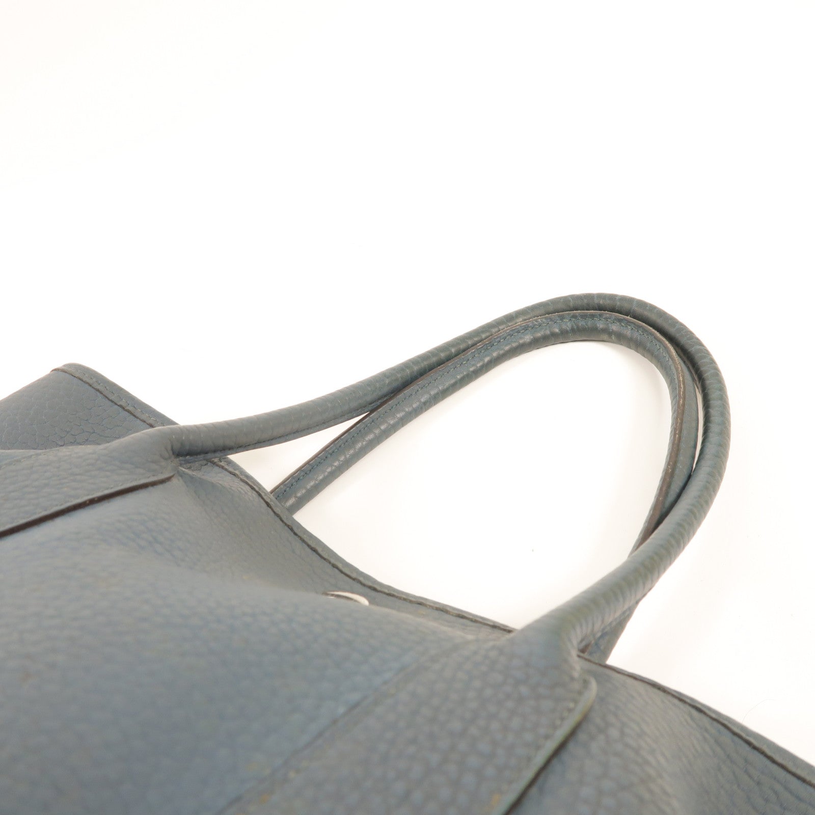 HERMES Negonda皮革Garden Party PM銀扣手挽袋藍色