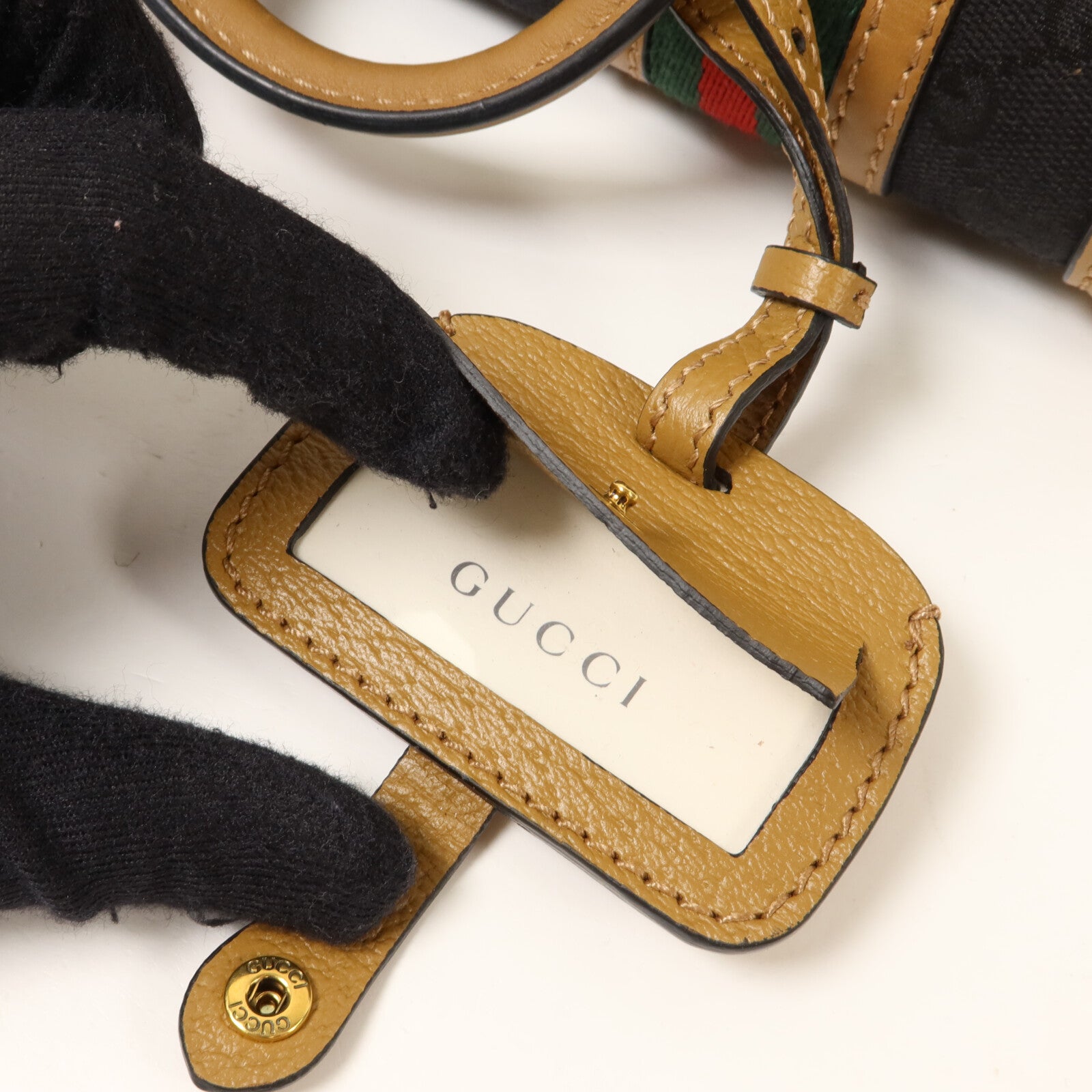 GUCCI 帆布/牛皮皮革Bauletto Medium Top手挽肩背兩用袋