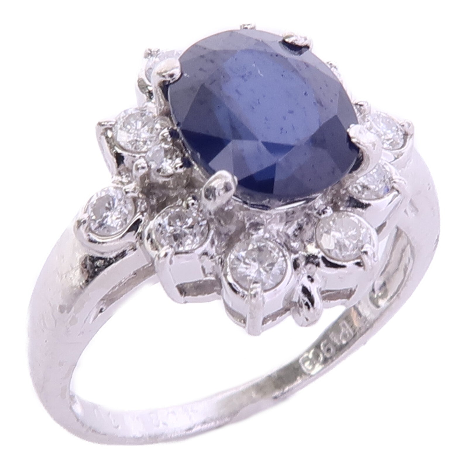 JEWELRY PT900白金Sapphire Diamond Ring藍寶石/鑽石戒指