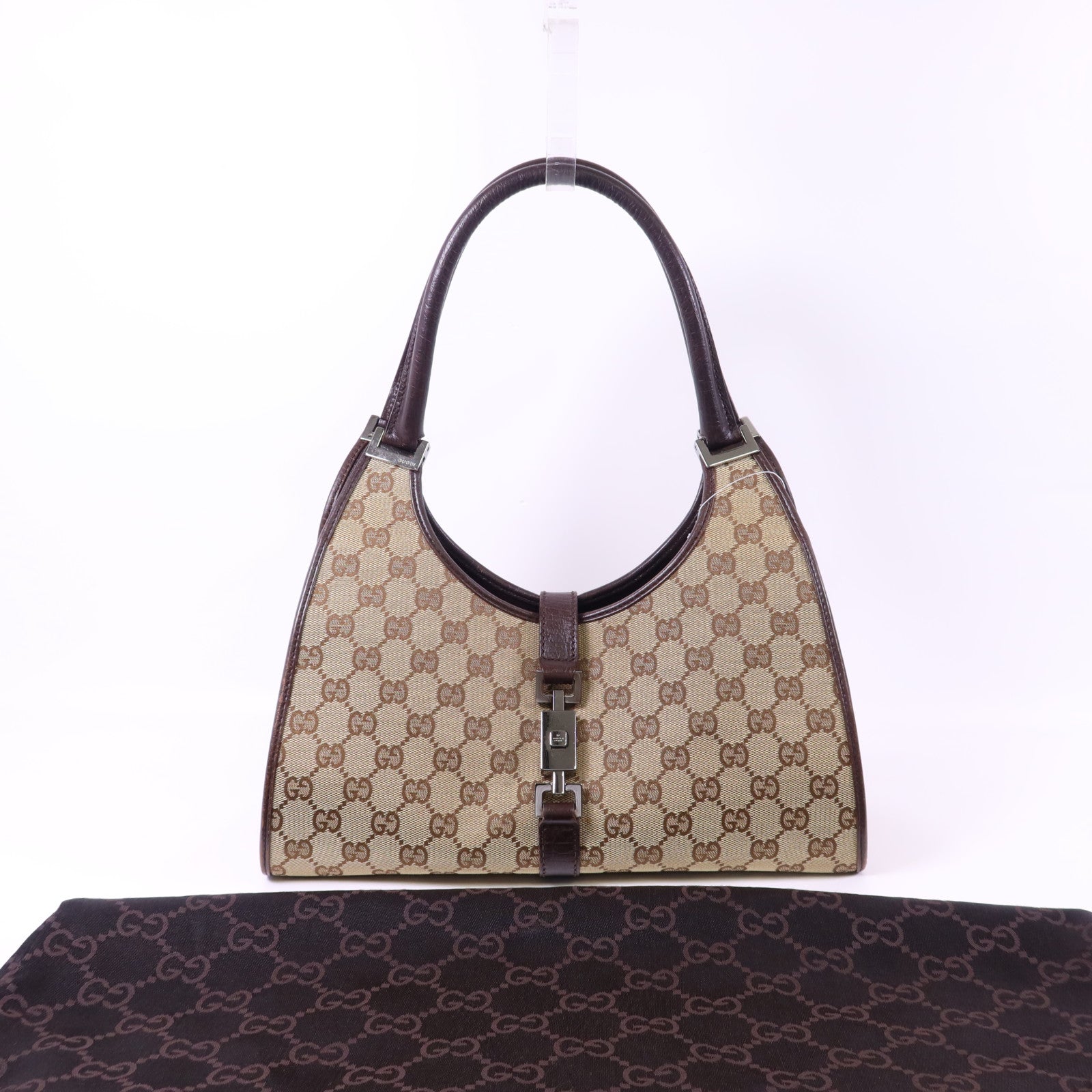GUCCI 帆布Jackie銀扣肩背袋