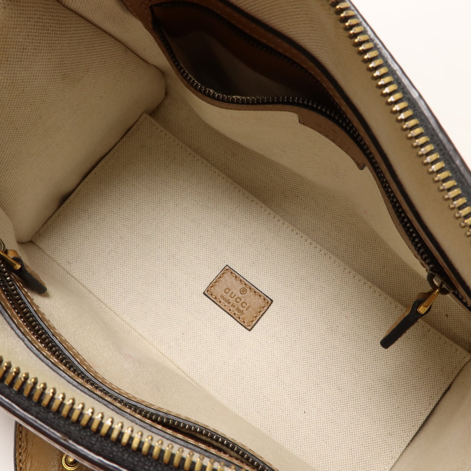 GUCCI 帆布/牛皮皮革Bauletto Medium Top手挽肩背兩用袋
