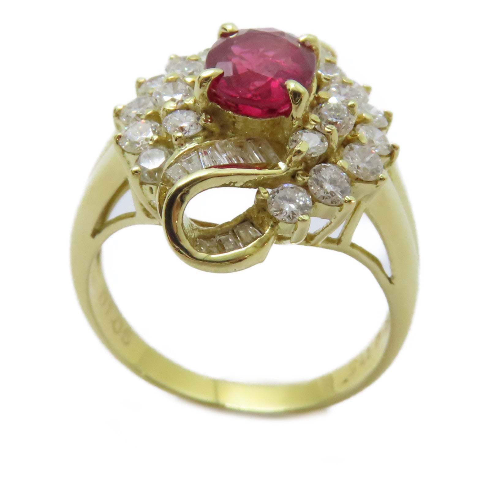 JEWELRY 18K黃金/1.15ct紅寶石/1.05ct鑽石Ruby Ring戒指US#6.25