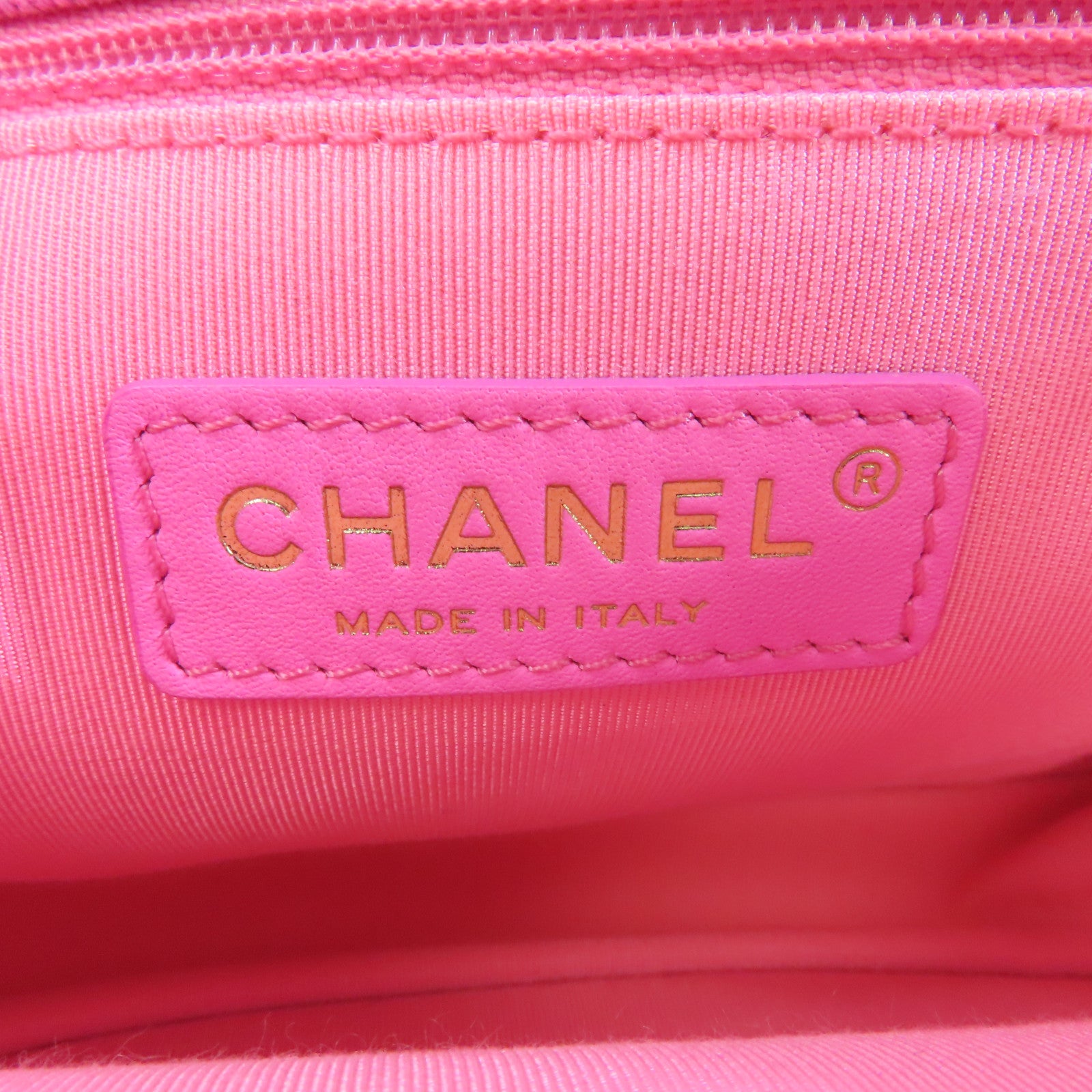 CHANEL 帆布Chain Shoulder Bag金扣鏈帶肩背袋粉紅色