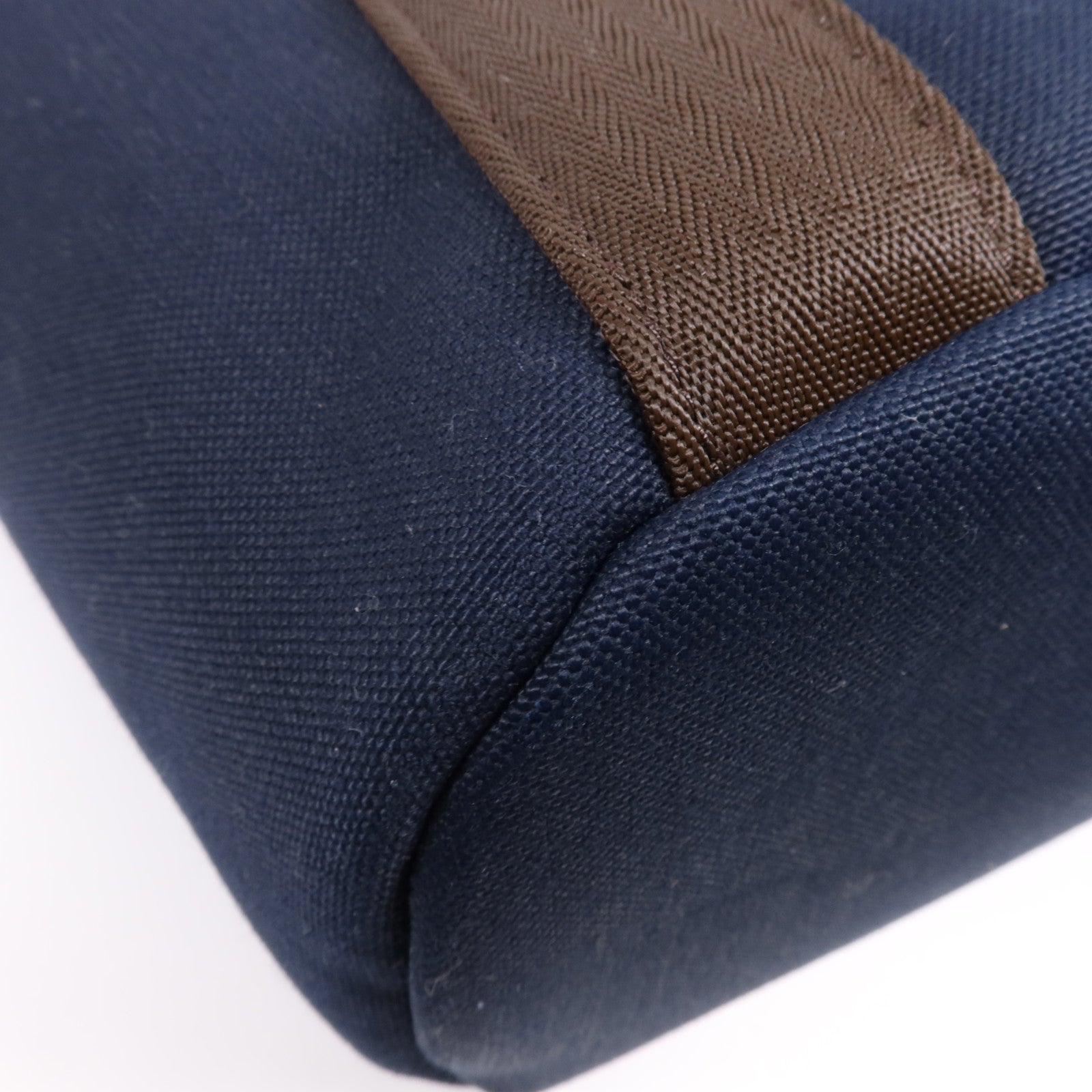 HERMES 帆布Sac De Pansage Groom銀扣手挽肩背兩用袋Bleu Indigo/Feu