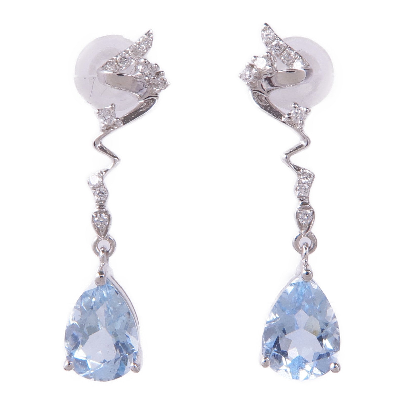 JEWELRY 18K白金Aquamarine Diamond Earrings藍晶/鑽石耳環