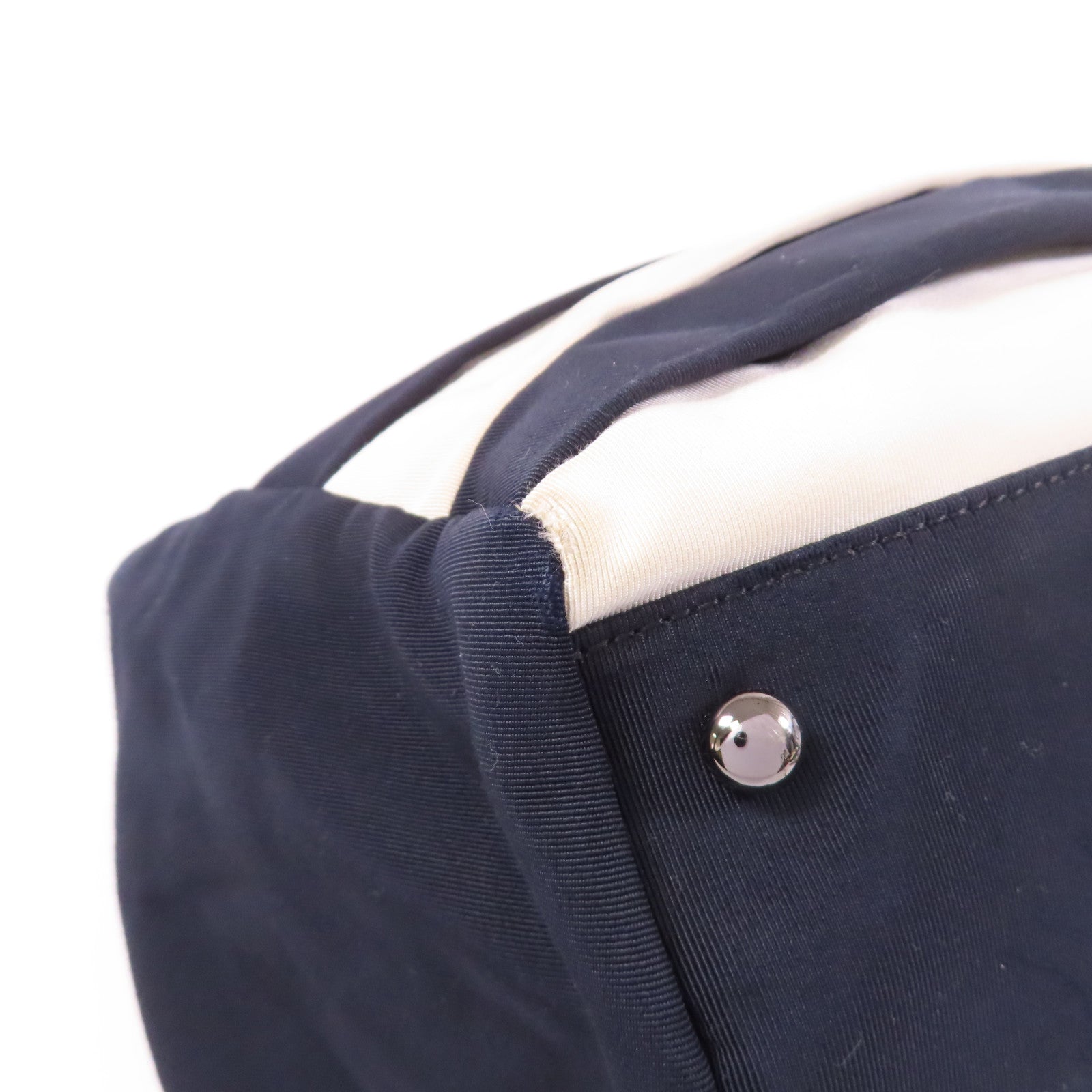 CHANEL CC SHW Chain Shoulder Tote Bag Nylon Black White