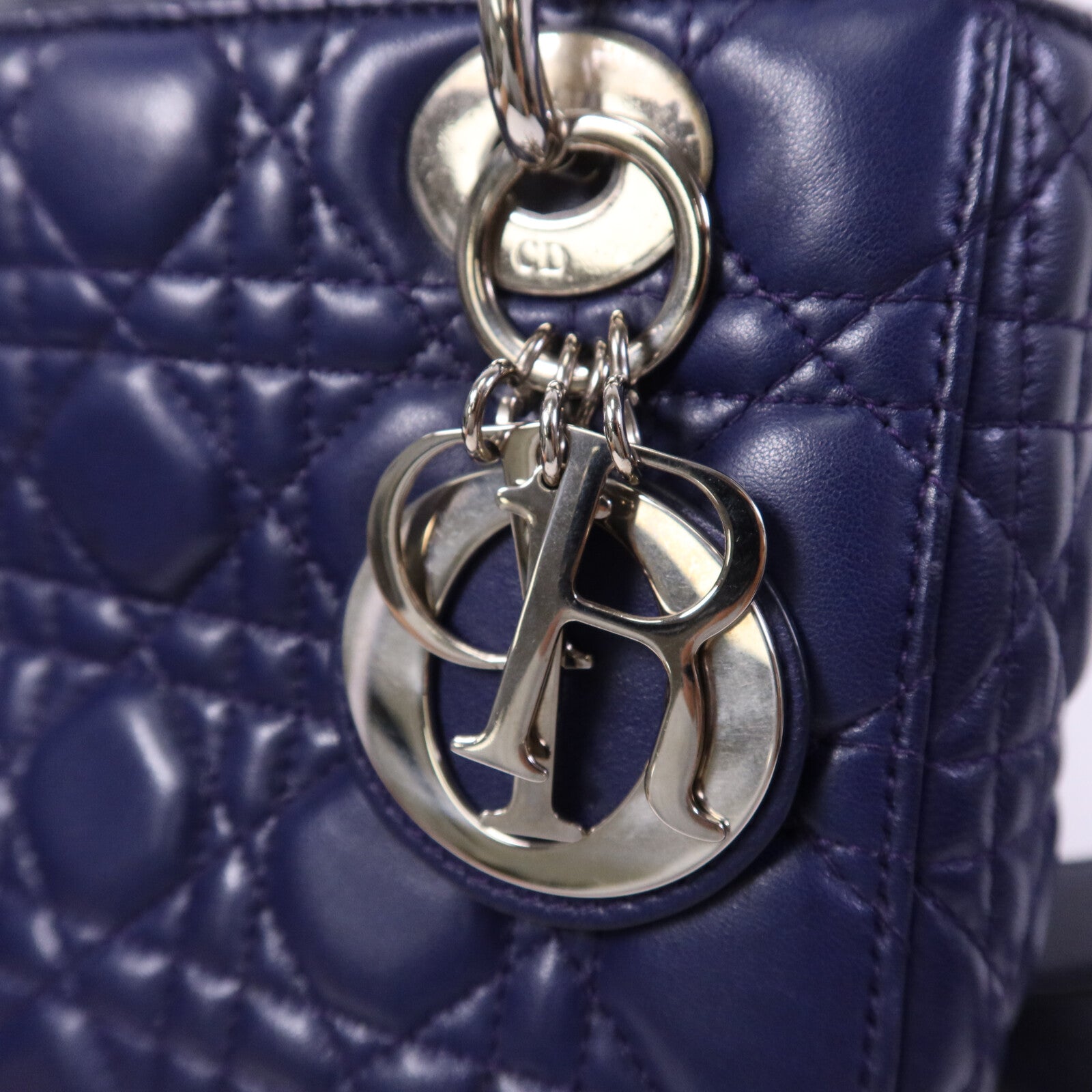 Dior 羊皮皮革Lady Dior Small銀扣手挽肩背兩用袋