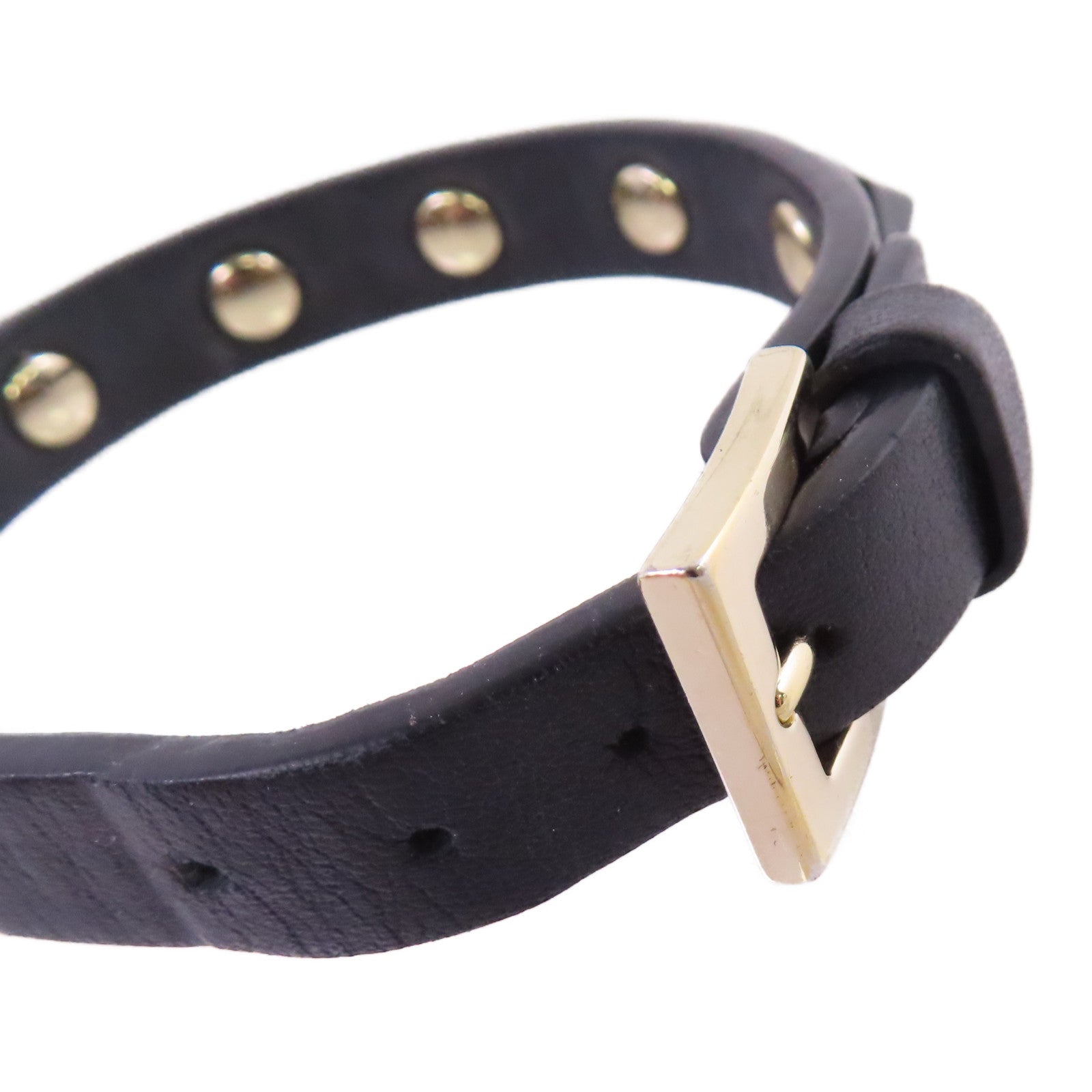Valentino GHW Rockstud Leather Bracelet Metal Calfskin Black