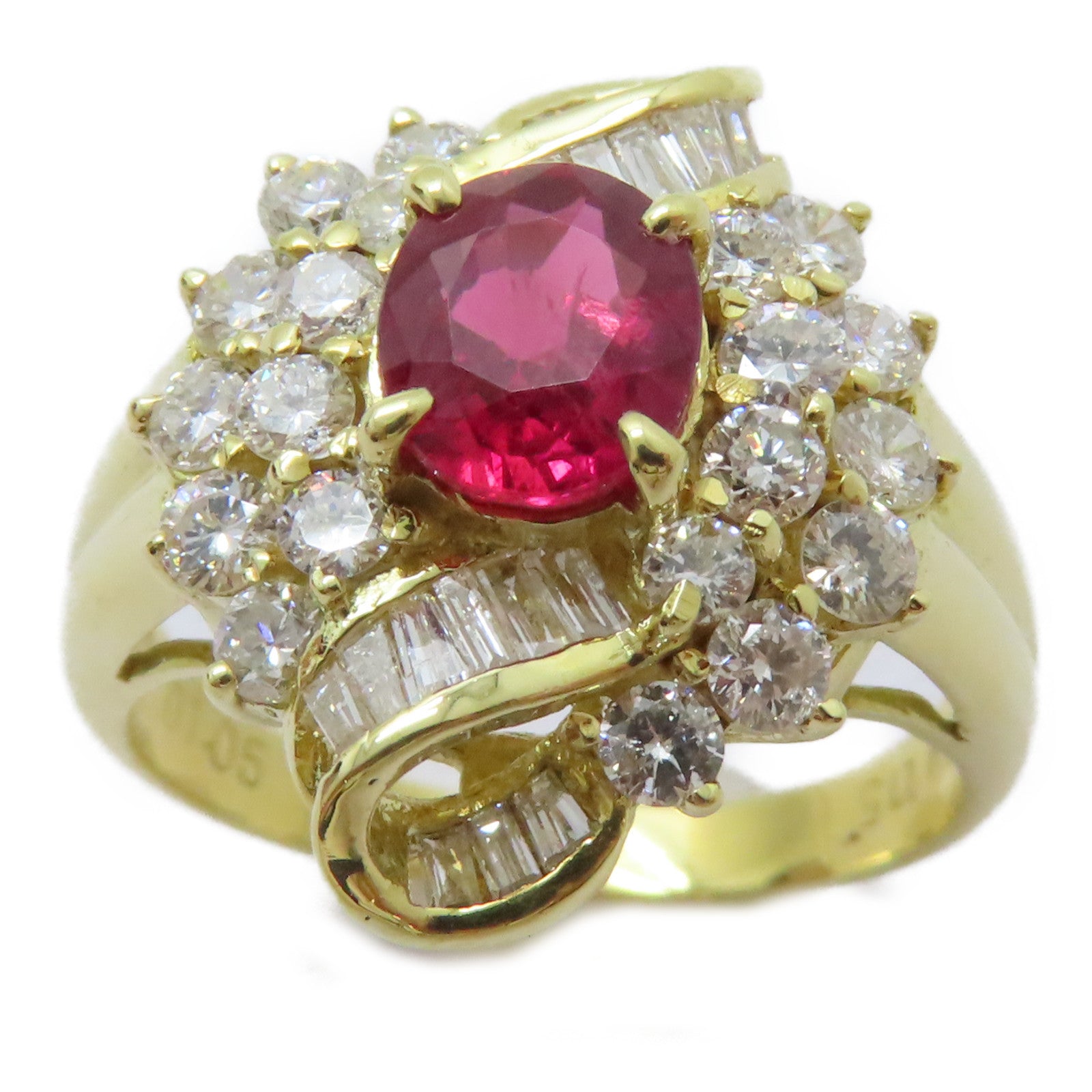 JEWELRY 18K黃金/1.15ct紅寶石/1.05ct鑽石Ruby Ring戒指US#6.25