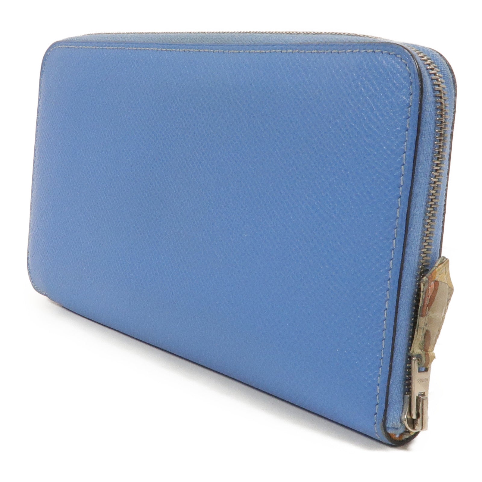 HERMES Epsom皮革Silk In Long Wallet長錢包Bleu Paradis