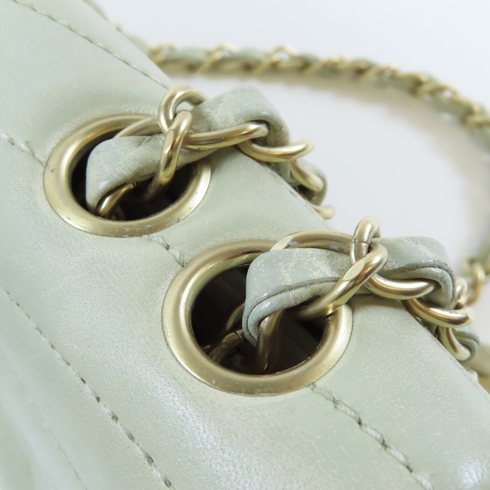 CHANEL **【激減優惠】牛皮皮革Chain Shoulder Bag金扣鏈帶肩背袋淺綠色