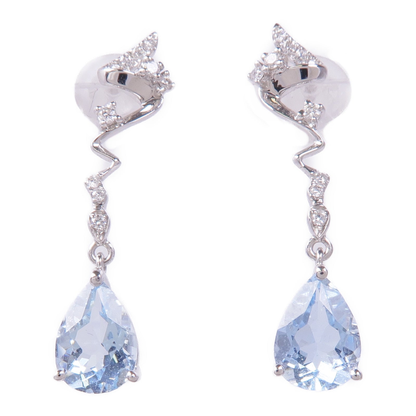JEWELRY 18K白金Aquamarine Diamond Earrings藍晶/鑽石耳環