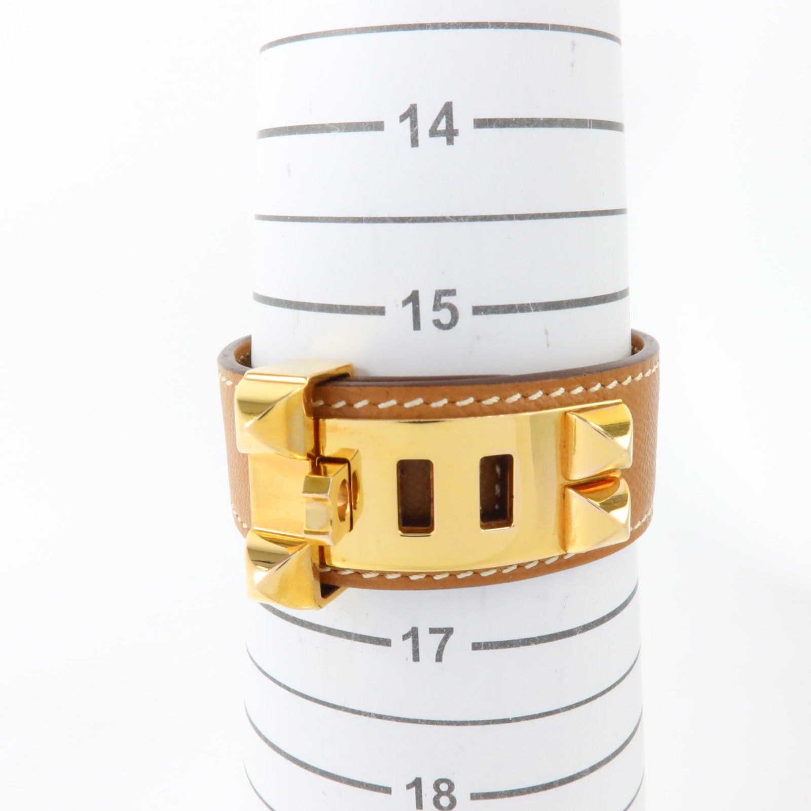 HERMES Epsom皮革Collier De Chien 24 Bracelet金扣手鏈Gold