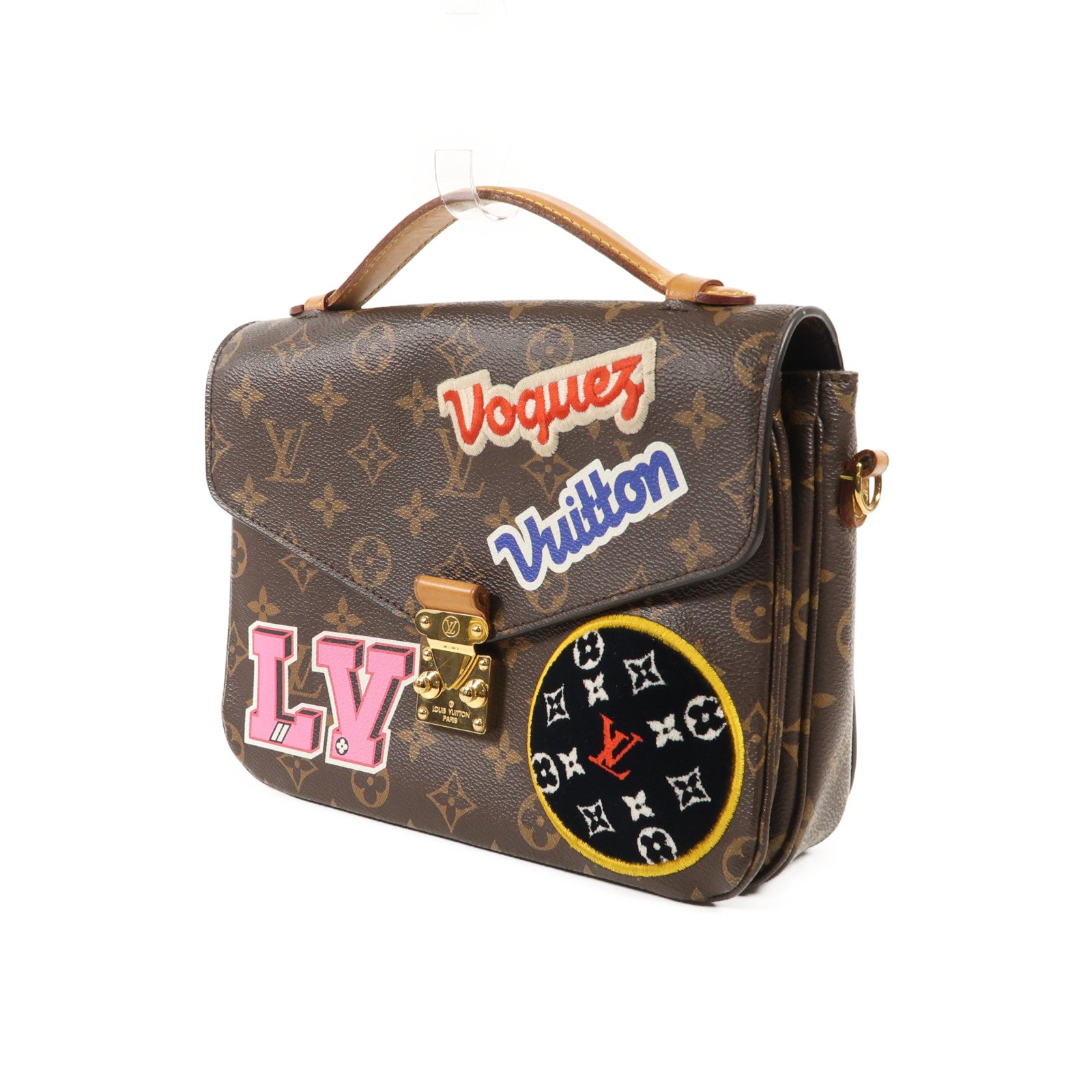 LOUIS VUITTON Monogram Patches Pochette Metis金扣手挽肩背兩用袋棕色