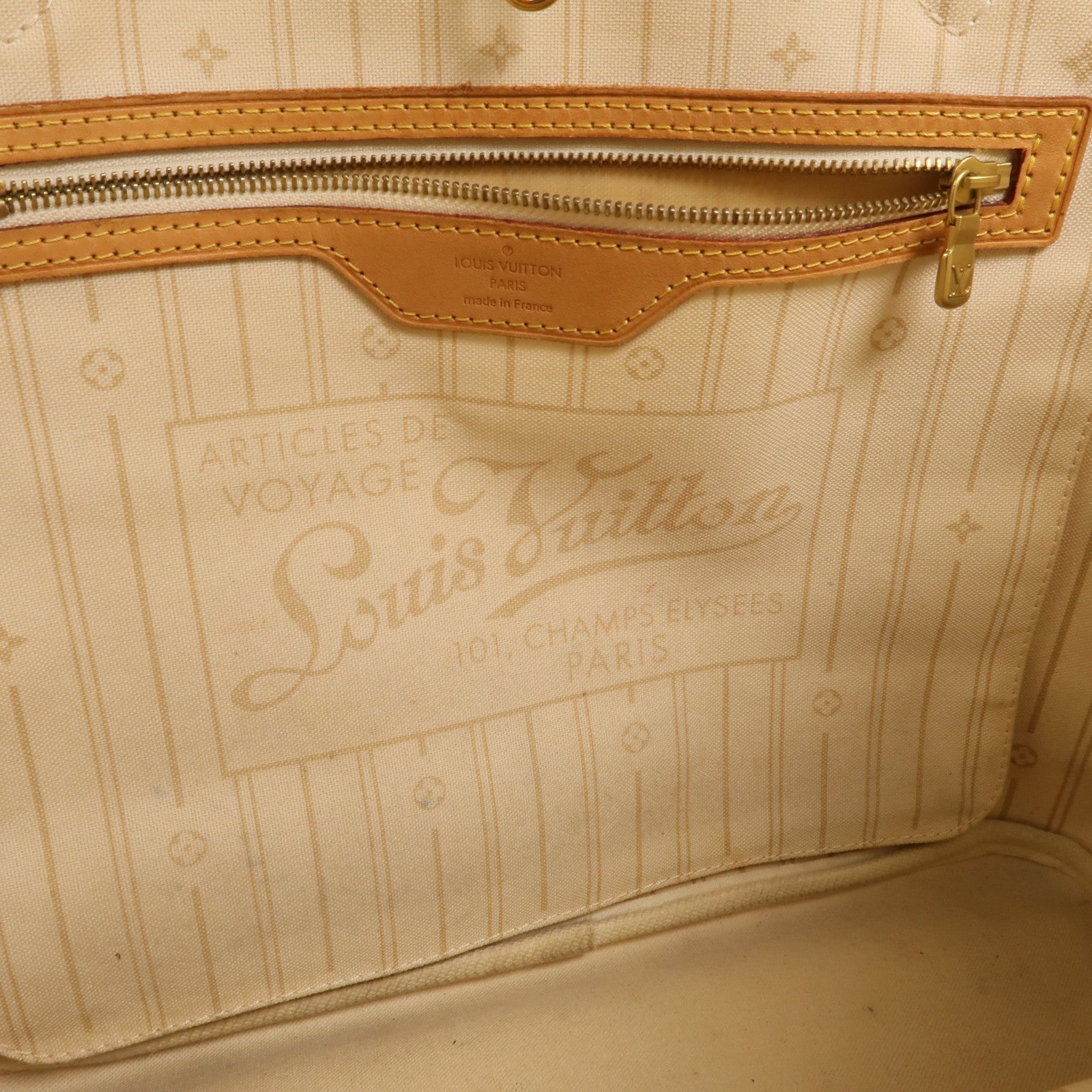 LOUIS VUITTON Damier Azur Neverfull MM金扣手挽袋