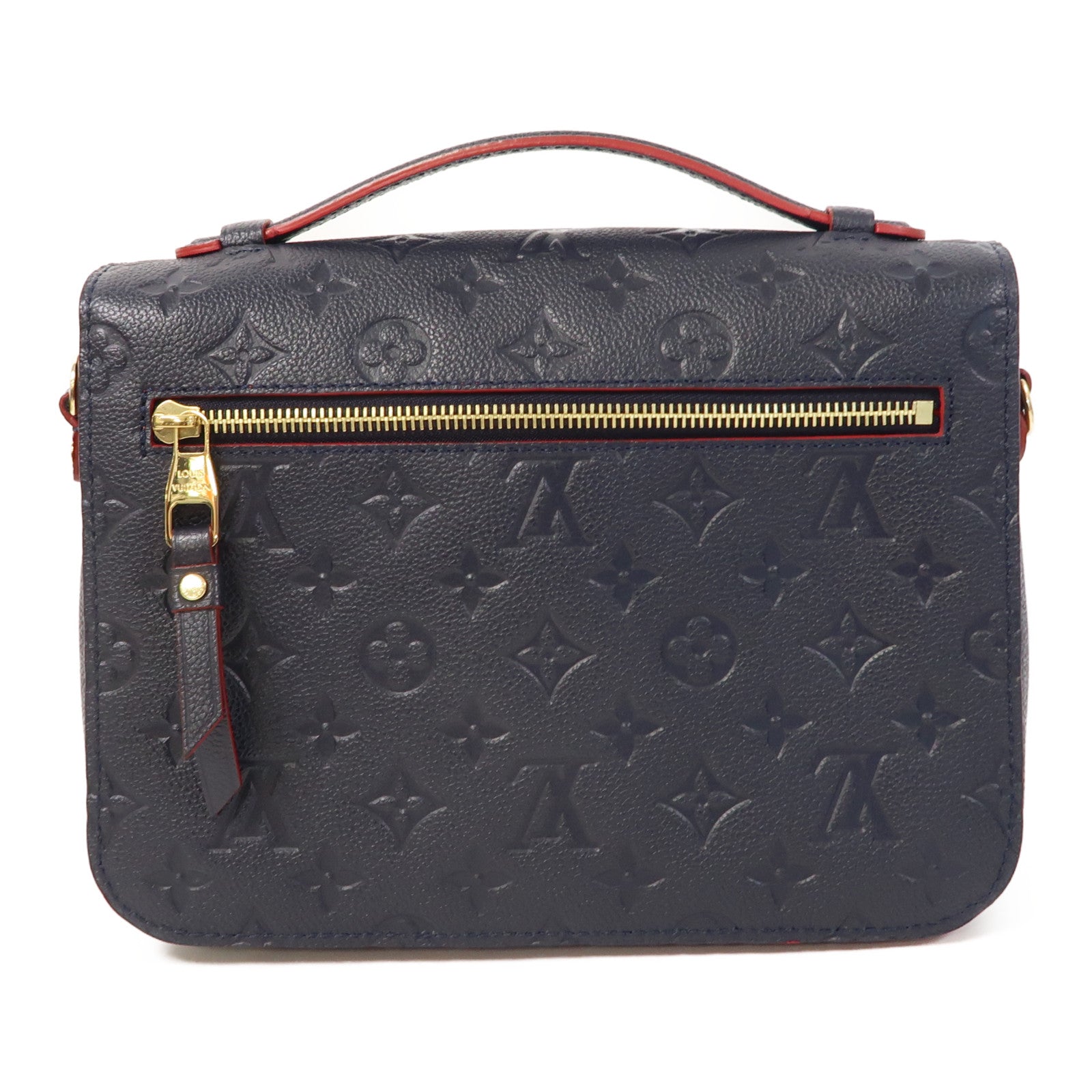 LOUIS VUITTON Monogram Empreinte Pochette Metis金扣手挽肩背兩用袋深藍色