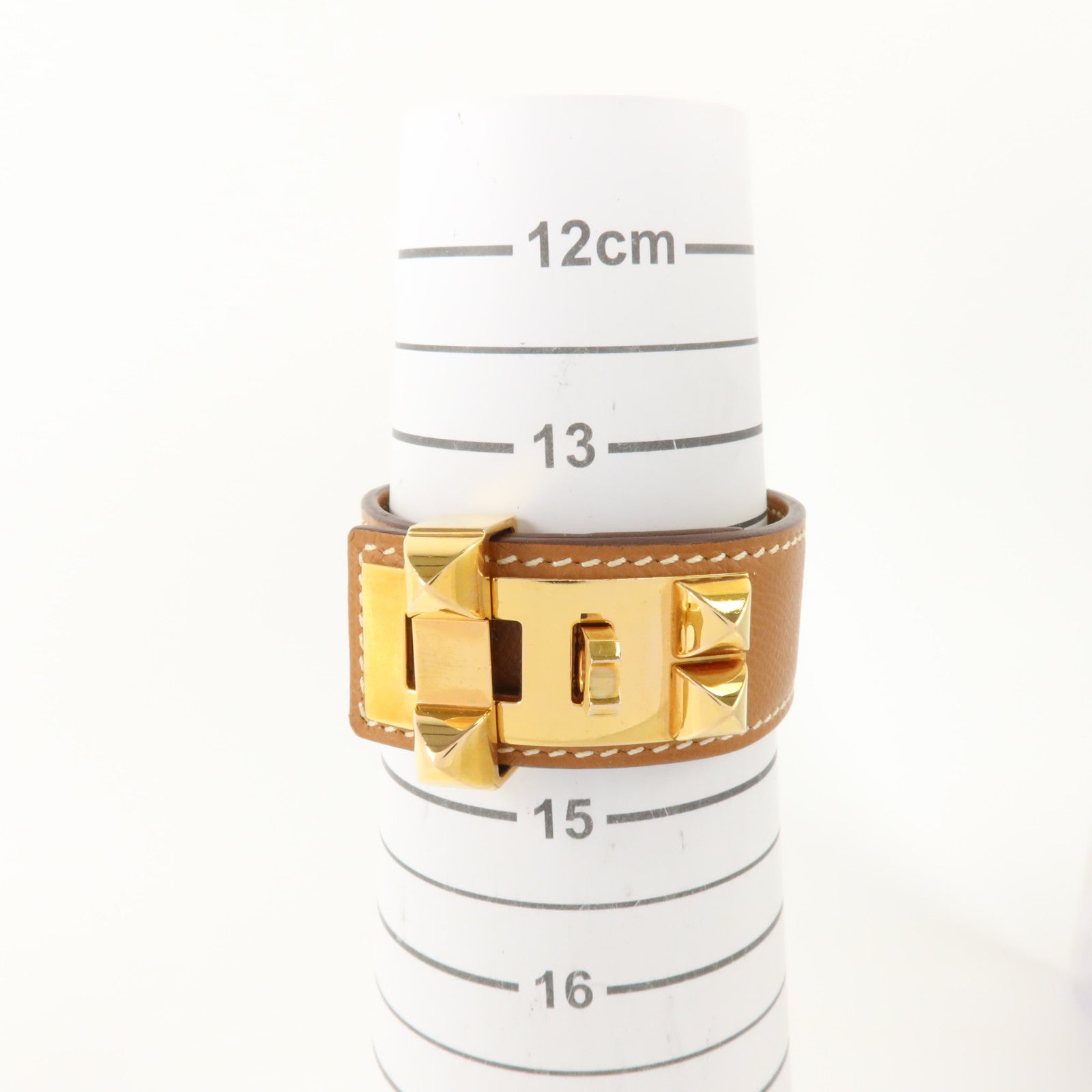 HERMES Epsom皮革Collier De Chien 24 Bracelet金扣手鏈Gold