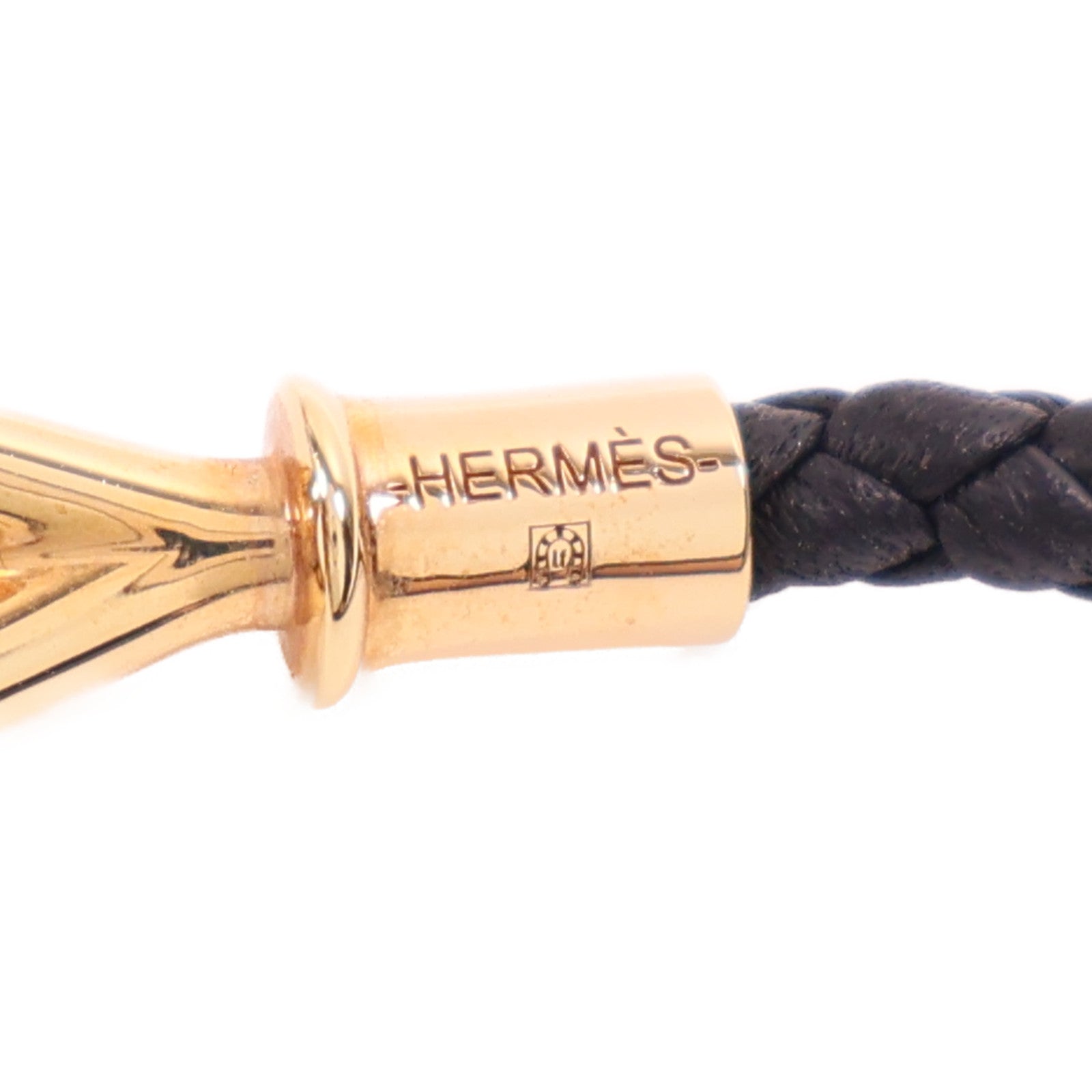 HERMES Swift皮革Jumbo H Bracelet金扣手鐲Noir