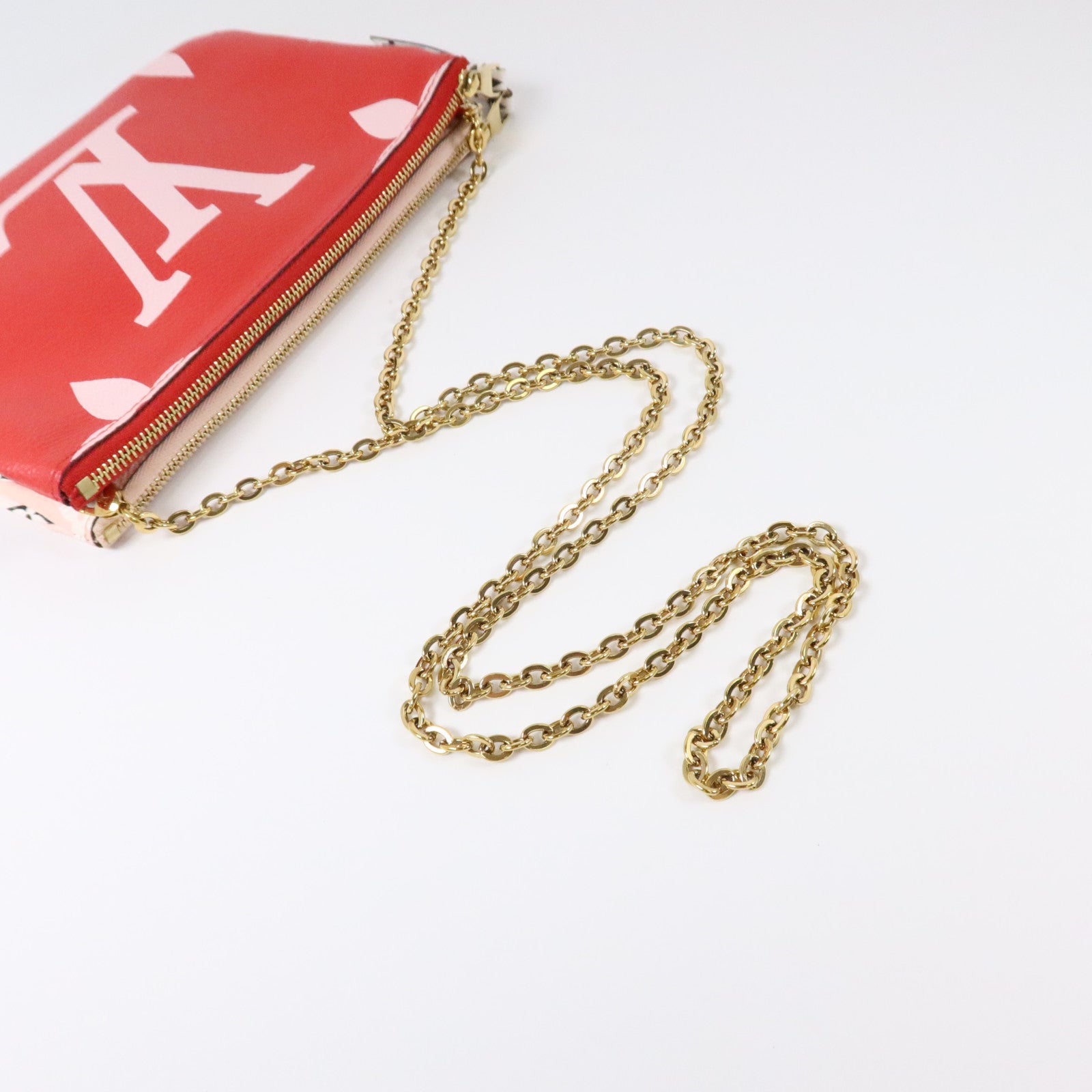 LOUIS VUITTON Monogram Giant Pochette Double Zip金扣鏈帶肩背袋