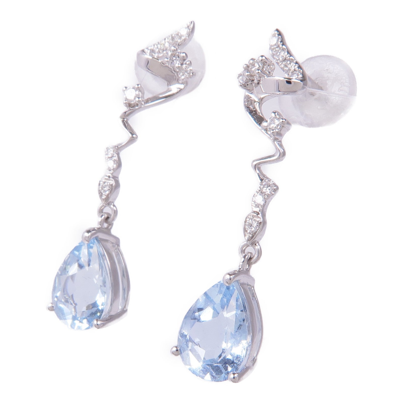 JEWELRY 18K白金Aquamarine Diamond Earrings藍晶/鑽石耳環