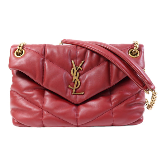 SAINT LAURENT 羊皮皮革Loulou Puffer金扣鏈帶肩背袋