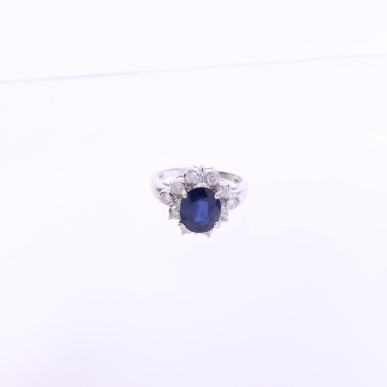JEWELRY PT900白金Sapphire Diamond Ring藍寶石/鑽石戒指