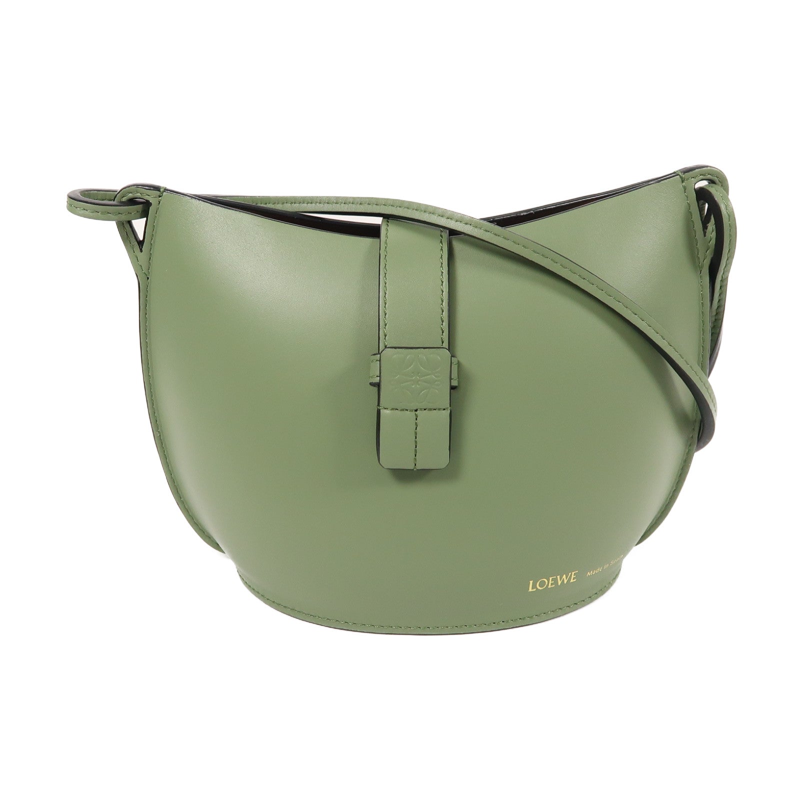 LOEWE 牛皮皮革Molded Bucket肩背袋綠色