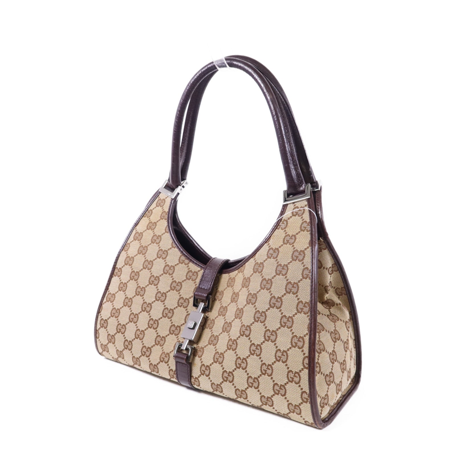 GUCCI 帆布Jackie銀扣肩背袋