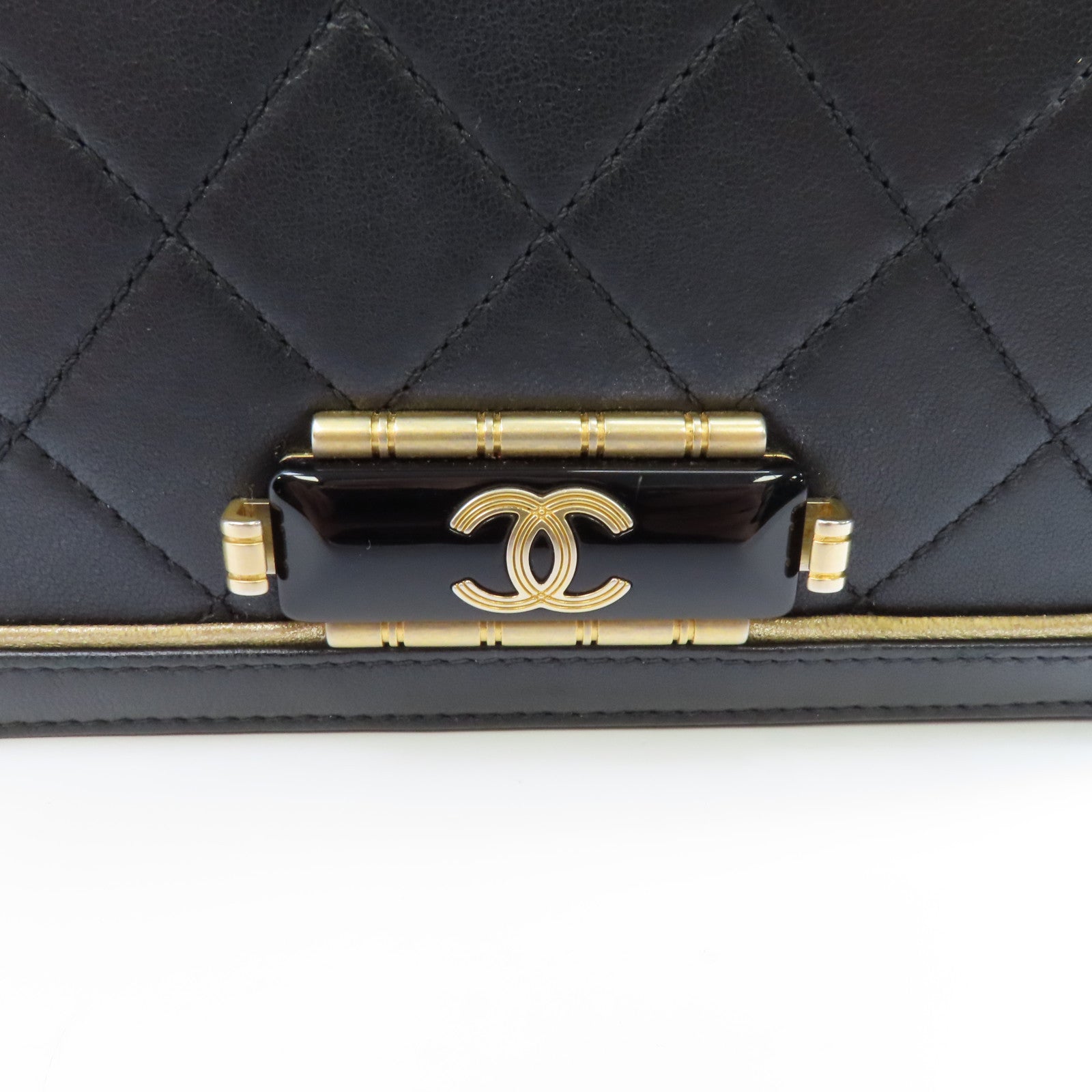 CHANEL 【激減優惠】菱格羊皮皮革Chain Shoulder Bag金扣鏈帶肩背袋黑色