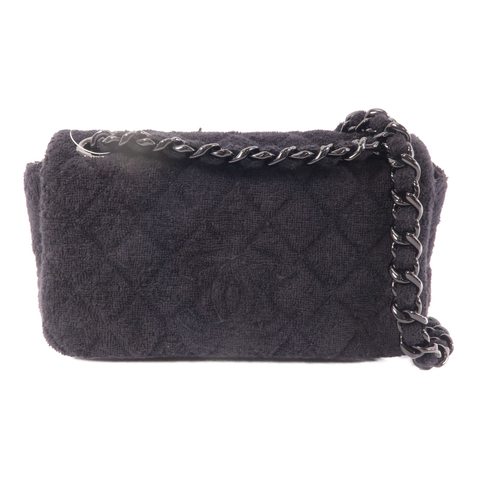 CHANEL 毛巾布Shoulder Bag鏈帶肩背袋