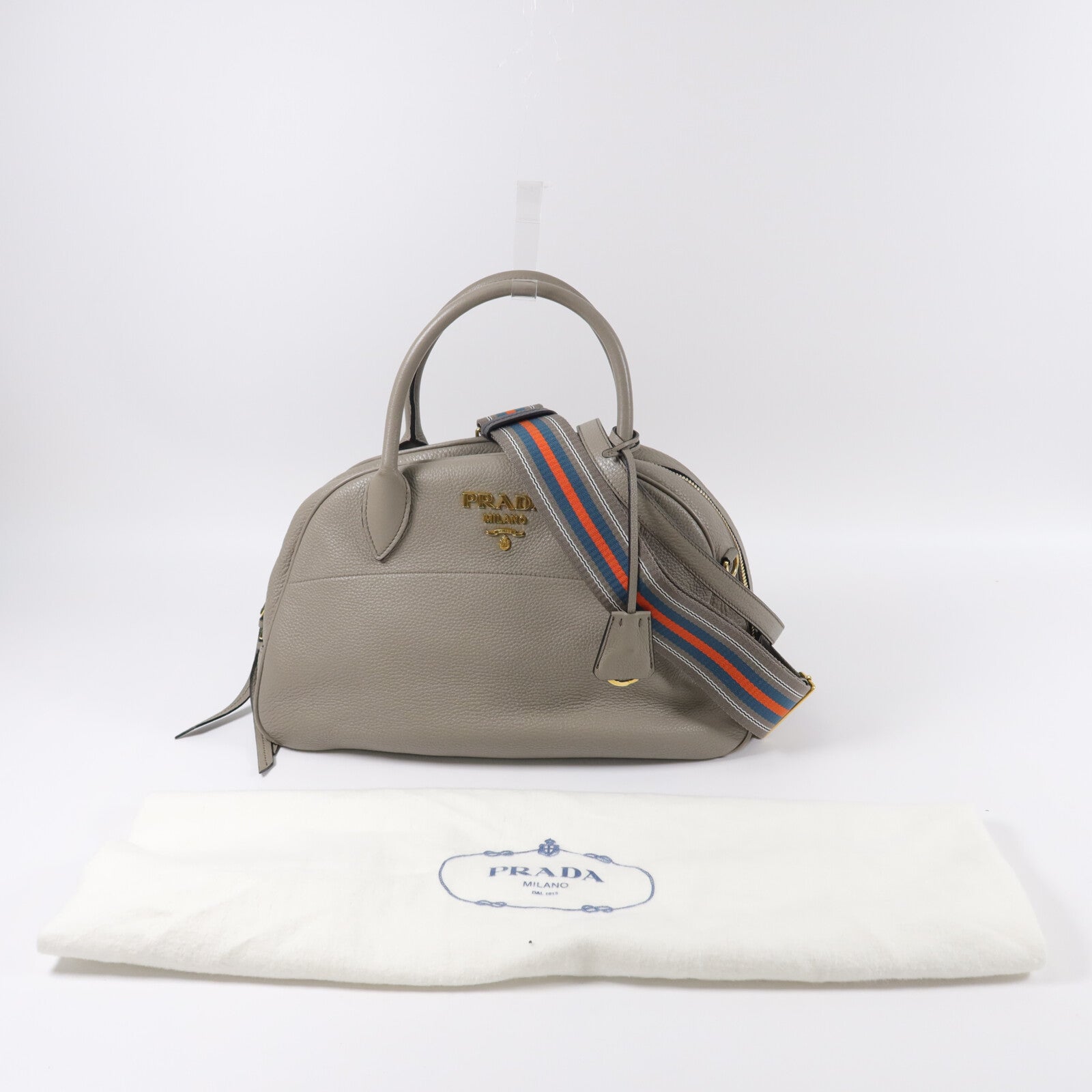 PRADA 牛皮皮革Nero Vitello Daino Bag手挽肩背兩用袋