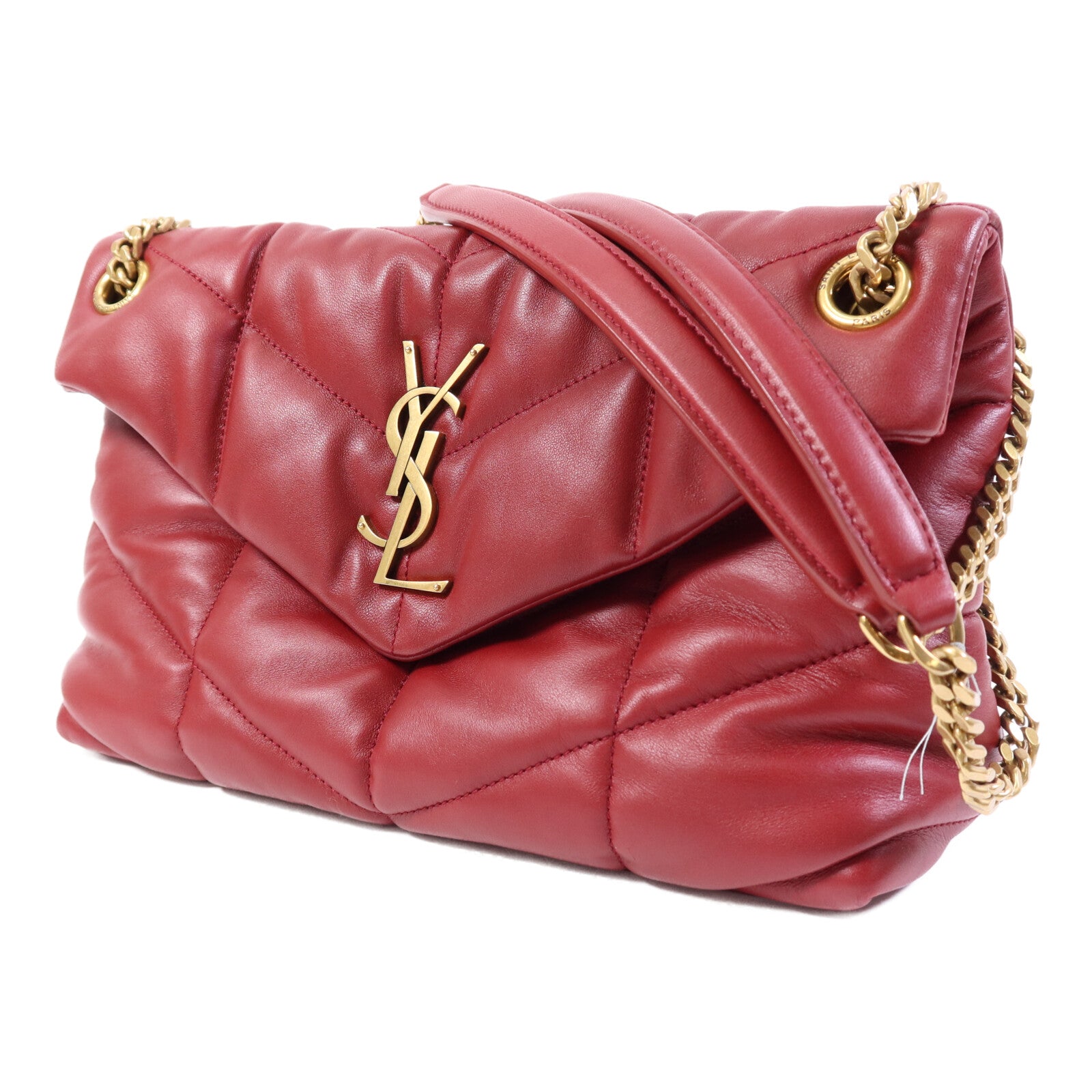 SAINT LAURENT 羊皮皮革Loulou Puffer金扣鏈帶肩背袋