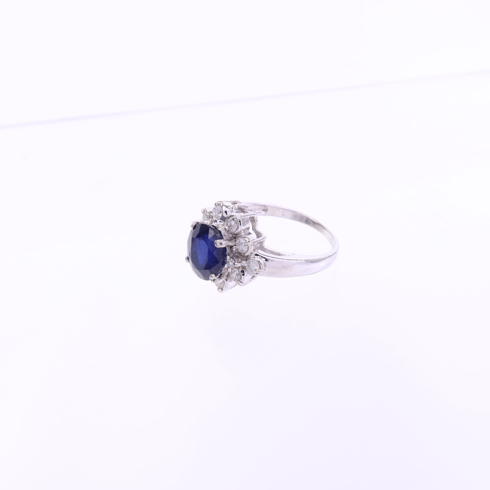 JEWELRY PT900白金Sapphire Diamond Ring藍寶石/鑽石戒指