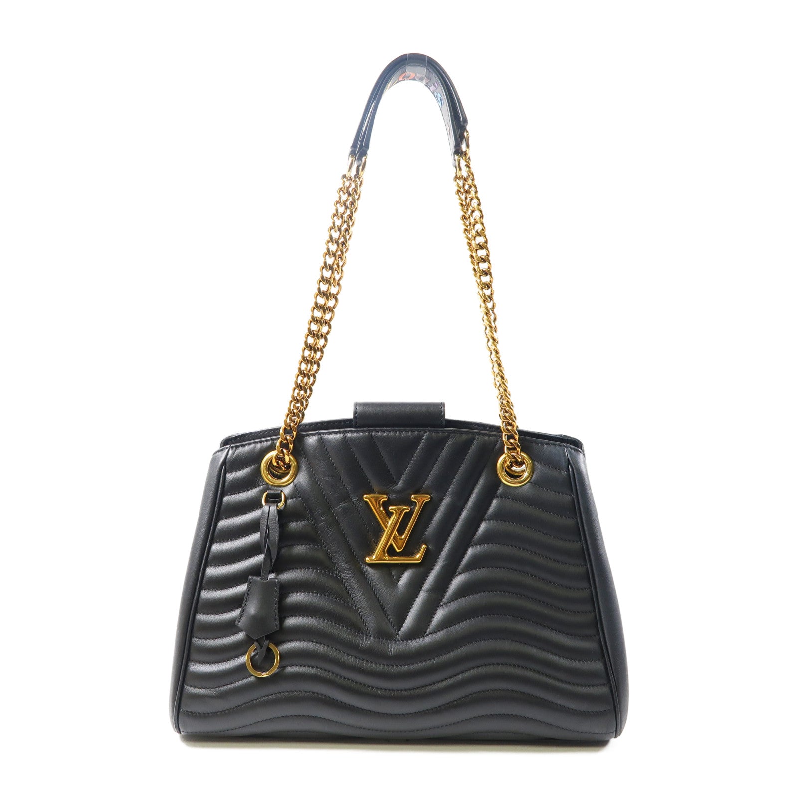LOUIS VUITTON 斜紋牛皮皮革New Wave Tote Bag金扣肩背袋黑色