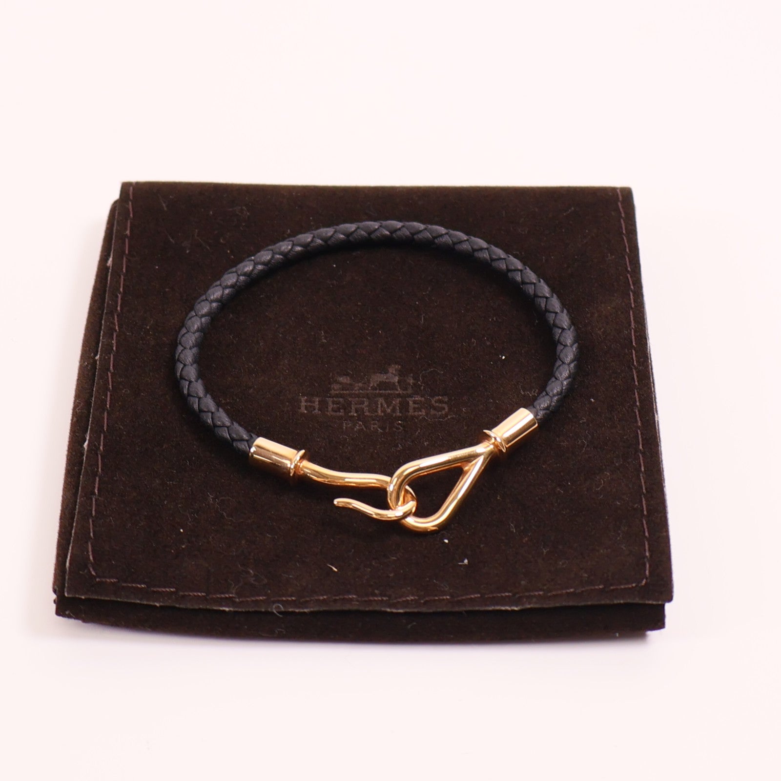 HERMES GHW Jumbo H Bracelet Veau Swift Leather Noir