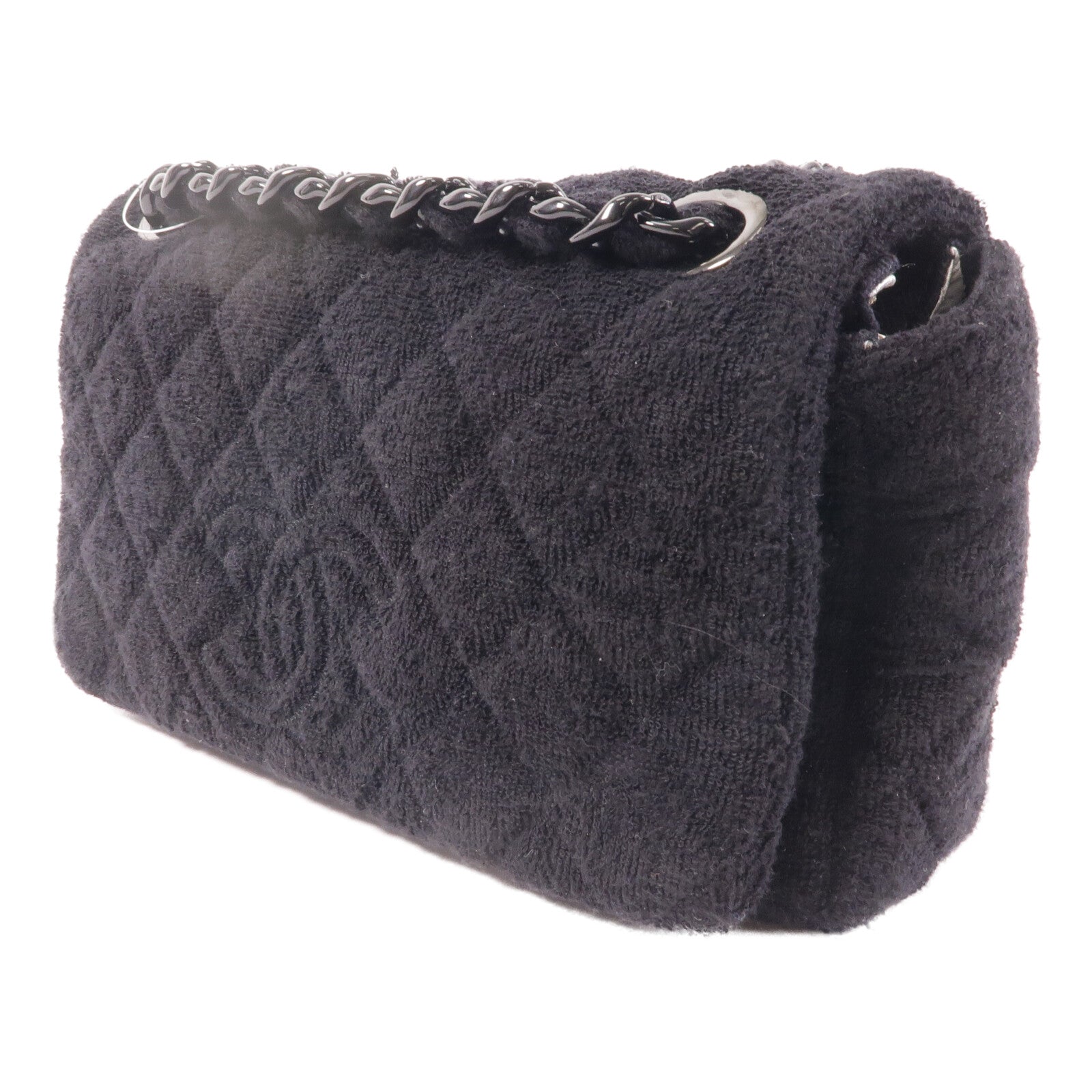 CHANEL 毛巾布Shoulder Bag鏈帶肩背袋