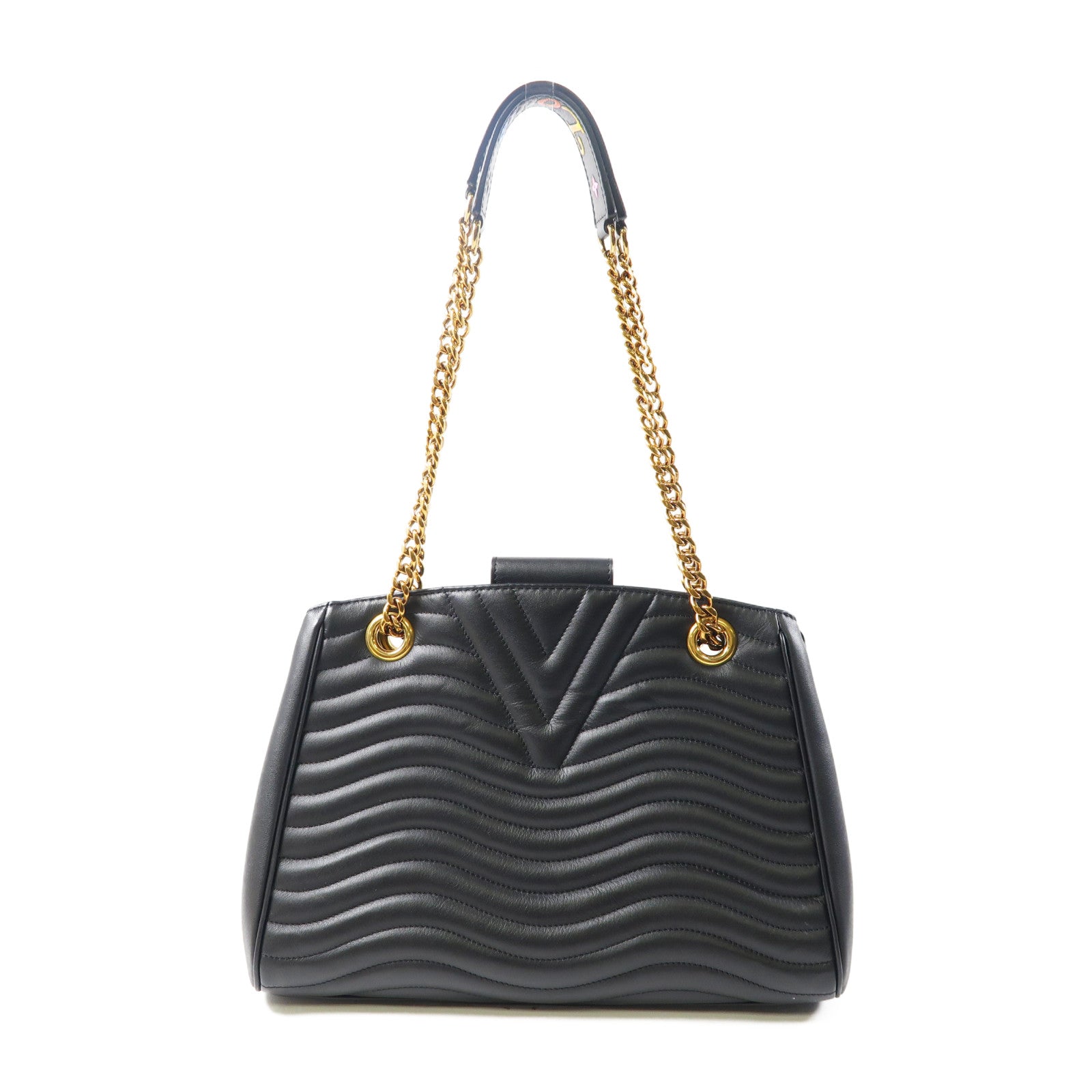LOUIS VUITTON 斜紋牛皮皮革New Wave Tote Bag金扣肩背袋黑色