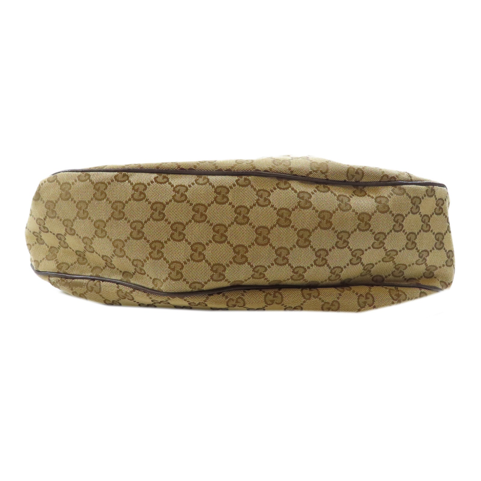 GUCCI 帆布/皮革Shoulder Bag金扣肩背袋棕色