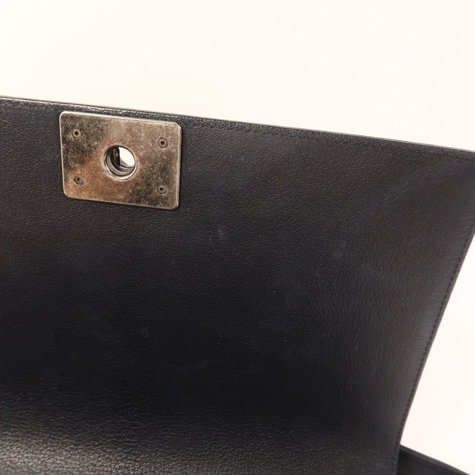 CHANEL CC Boy 28 Chain Shoulder Bag Calfskin Leather Black