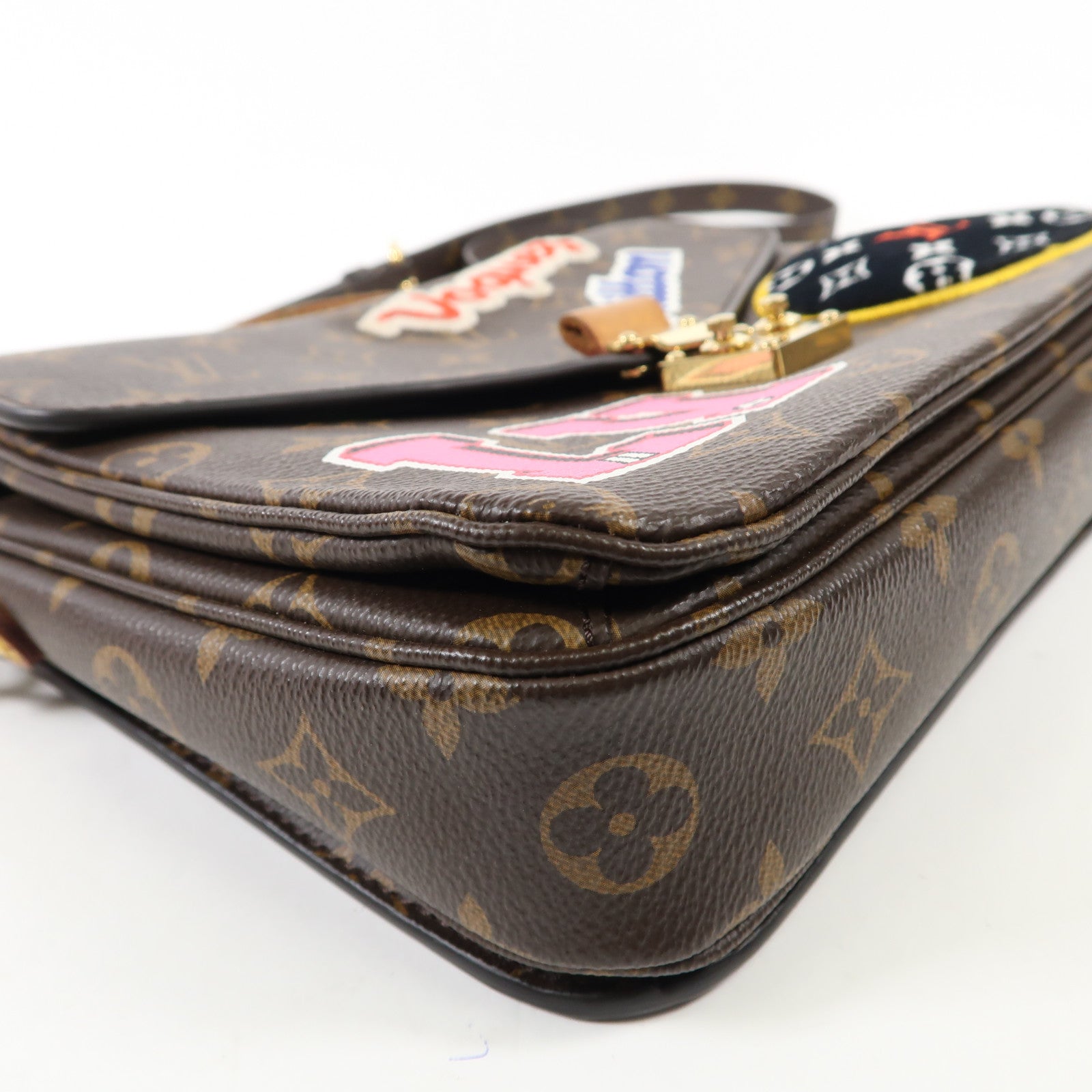 LOUIS VUITTON Monogram Patches Pochette Metis金扣手挽肩背兩用袋棕色