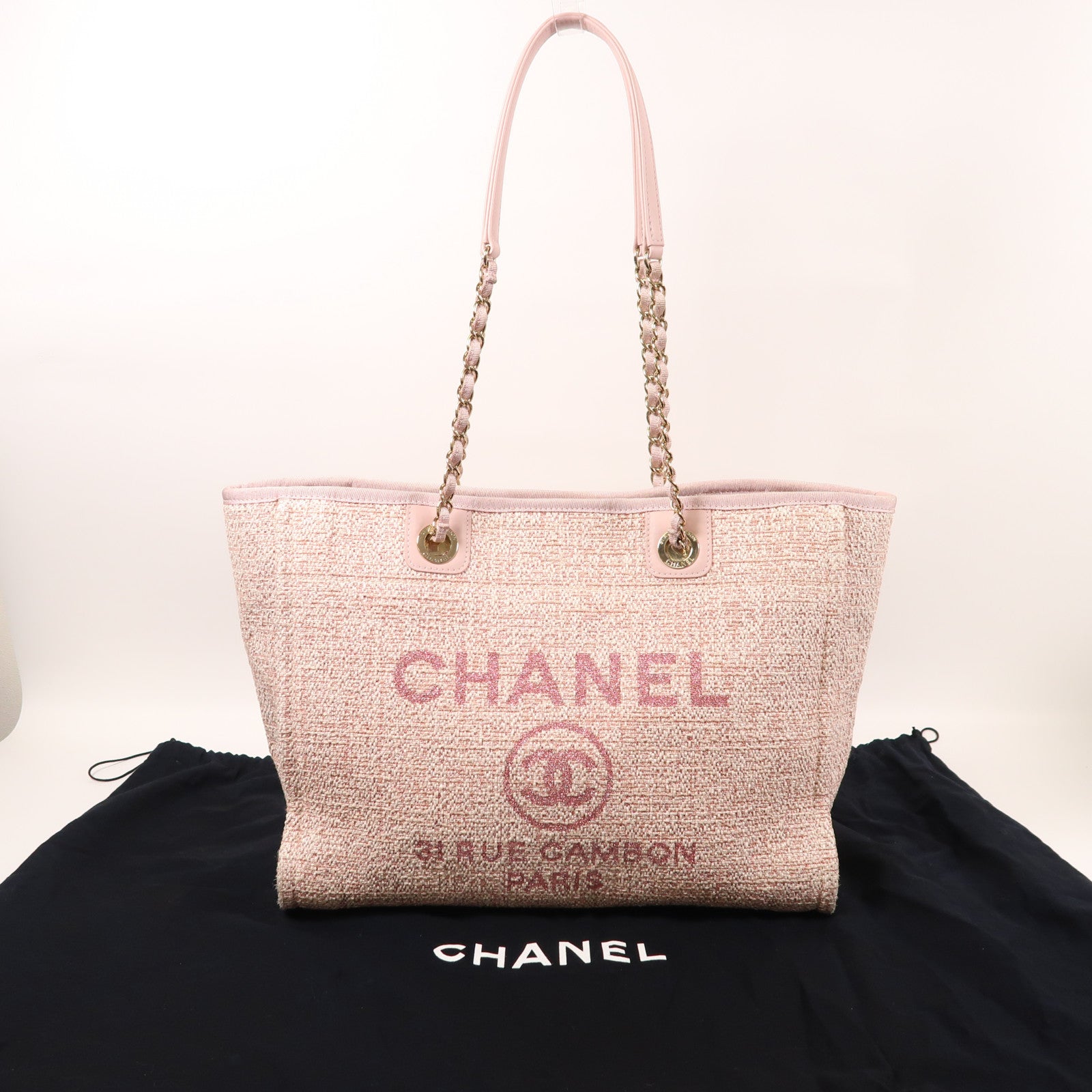 CHANEL Straw Deauville Tote金扣肩背袋/手挽袋