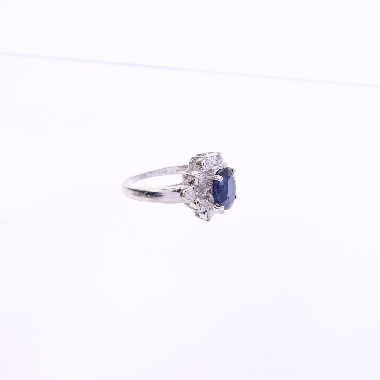 JEWELRY PT900白金Sapphire Diamond Ring藍寶石/鑽石戒指