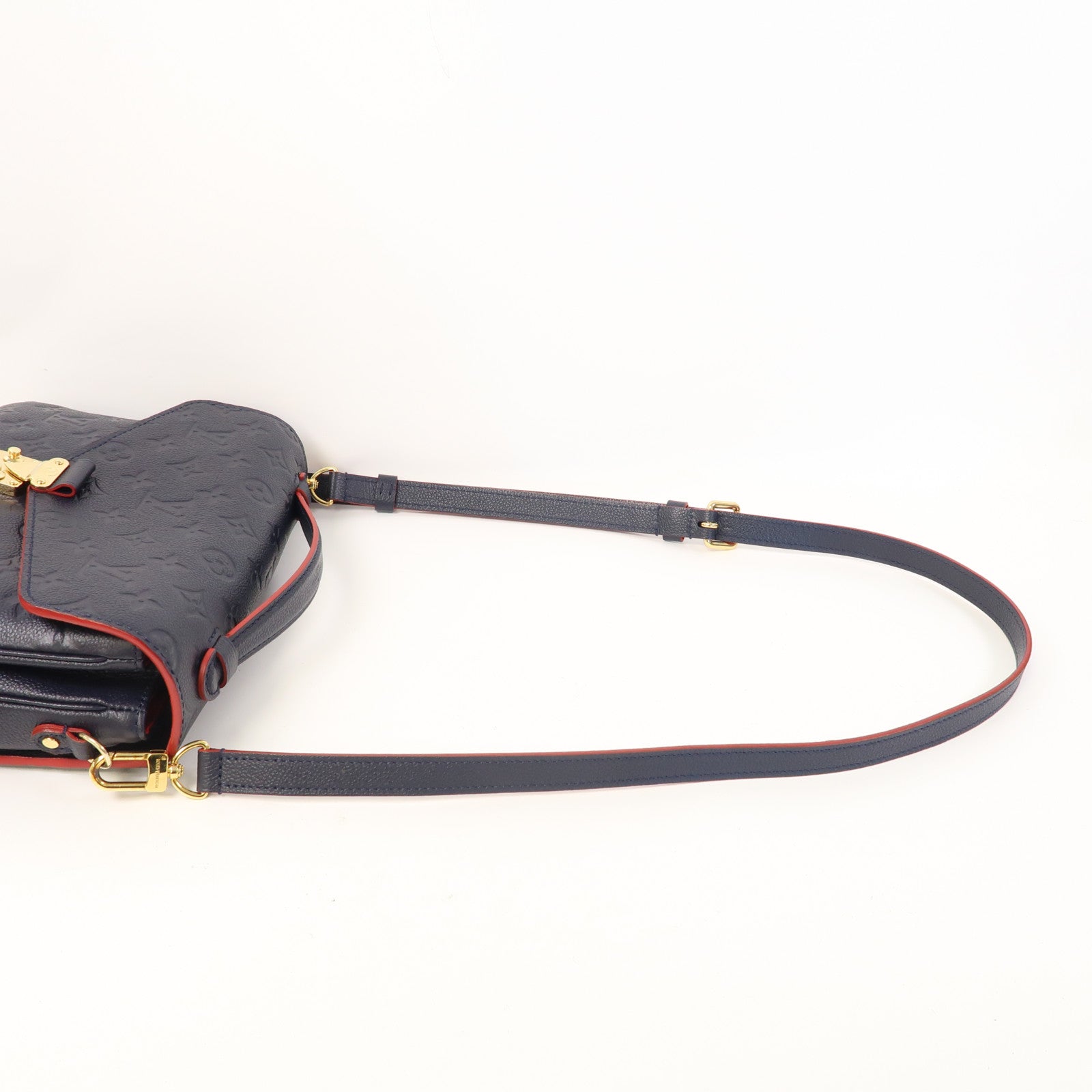 LOUIS VUITTON Monogram Empreinte Pochette Metis金扣手挽肩背兩用袋深藍色