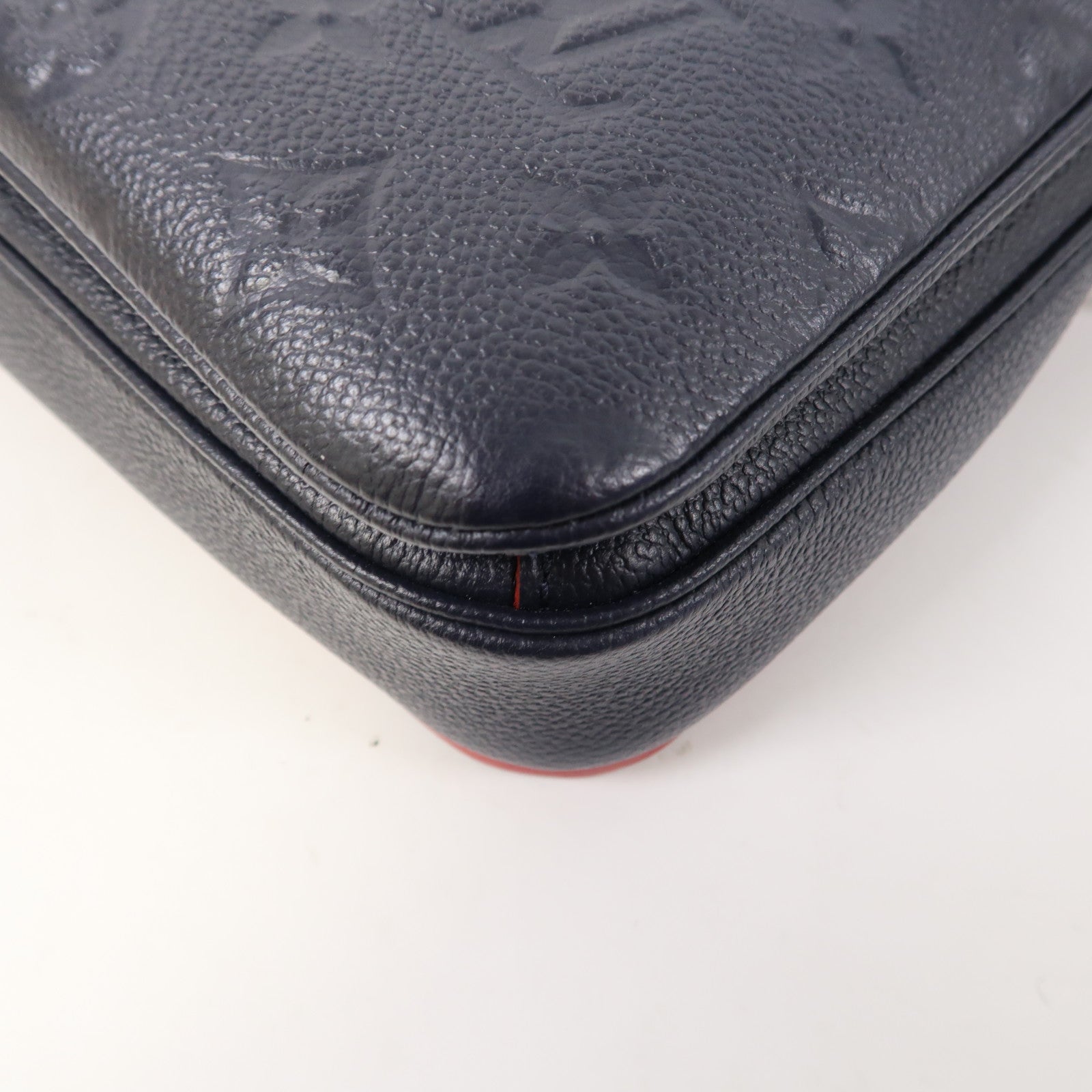 LOUIS VUITTON Monogram Empreinte Pochette Metis金扣手挽肩背兩用袋深藍色