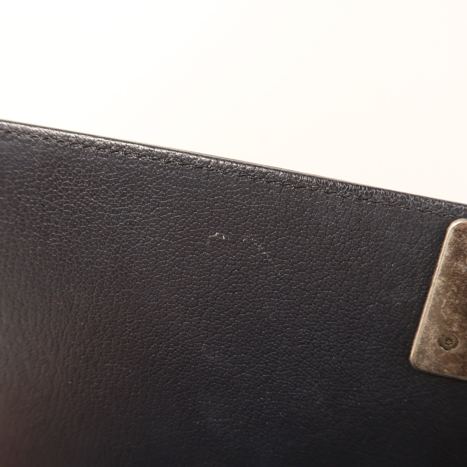 CHANEL CC Boy 28 Chain Shoulder Bag Calfskin Leather Black