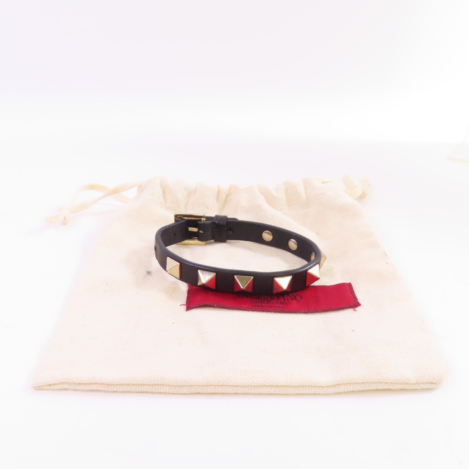 Valentino 牛皮皮革/金屬Rockstud Leather Bracelet手鏈