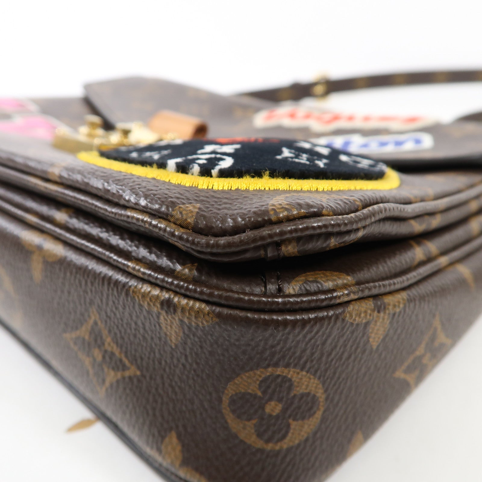 LOUIS VUITTON Monogram Patches Pochette Metis金扣手挽肩背兩用袋棕色